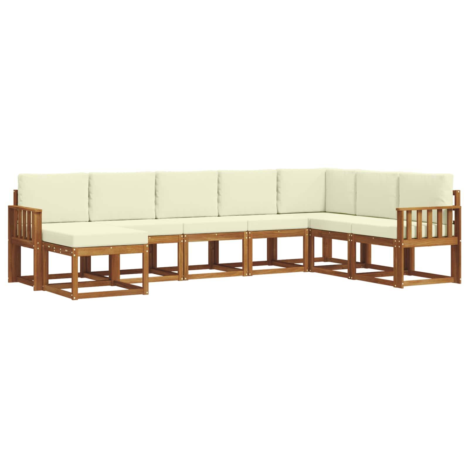vidaXL Outdoor-Sofagarnitur mit Kissen 8 pcs Natur und Creme