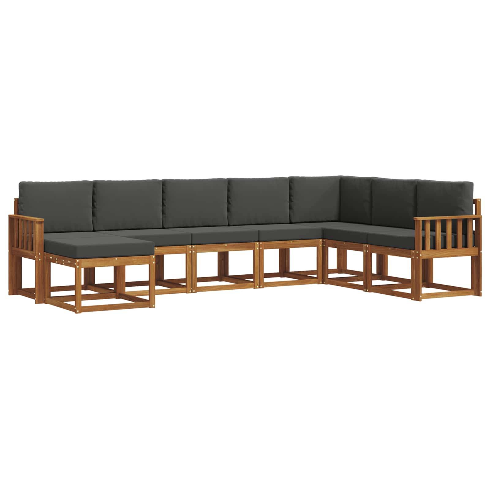 vidaXL Outdoor-Sofagarnitur mit Kissen 8 pcs Natur und Anthrazit
