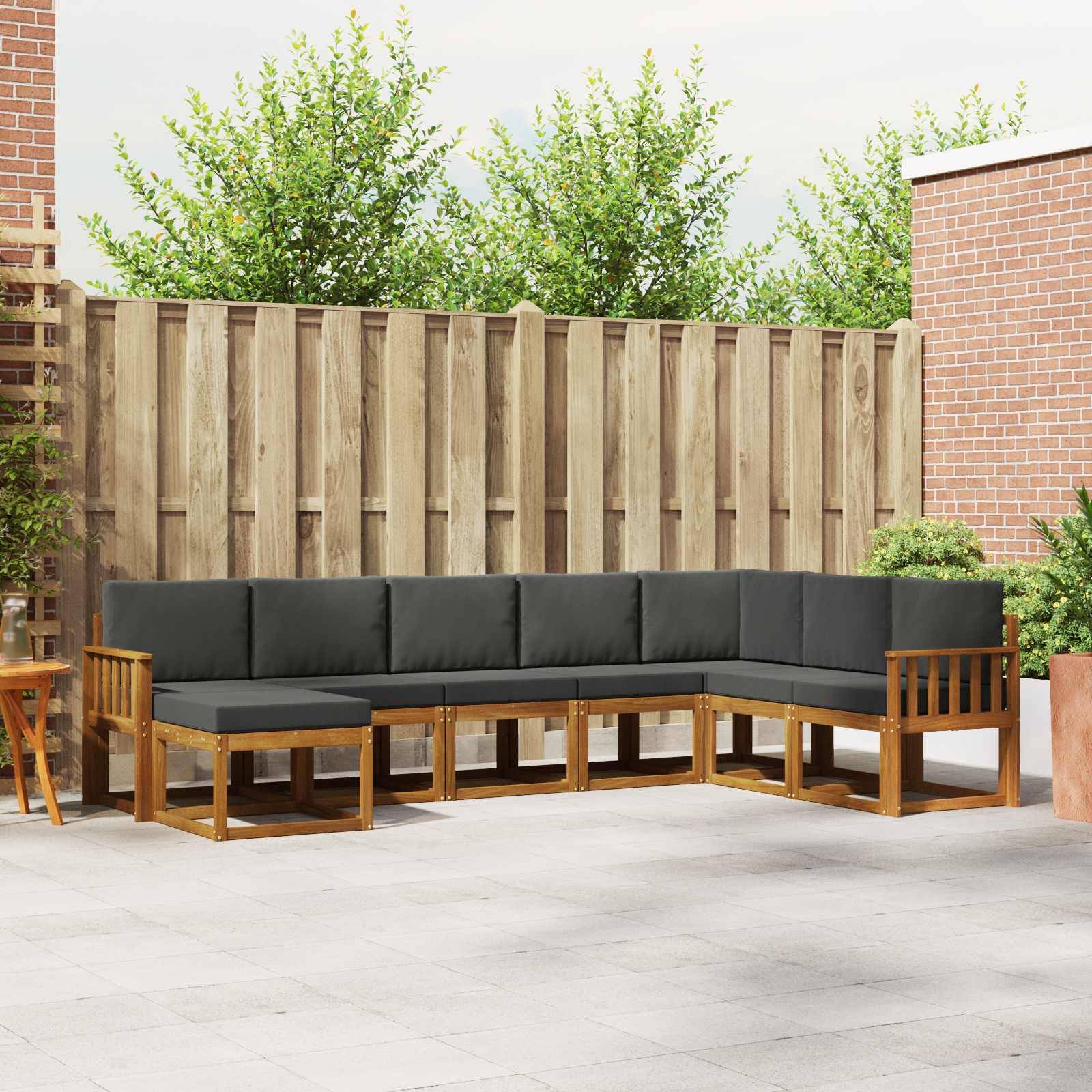 vidaXL Outdoor-Sofagarnitur mit Kissen 8 pcs Natur und Anthrazit