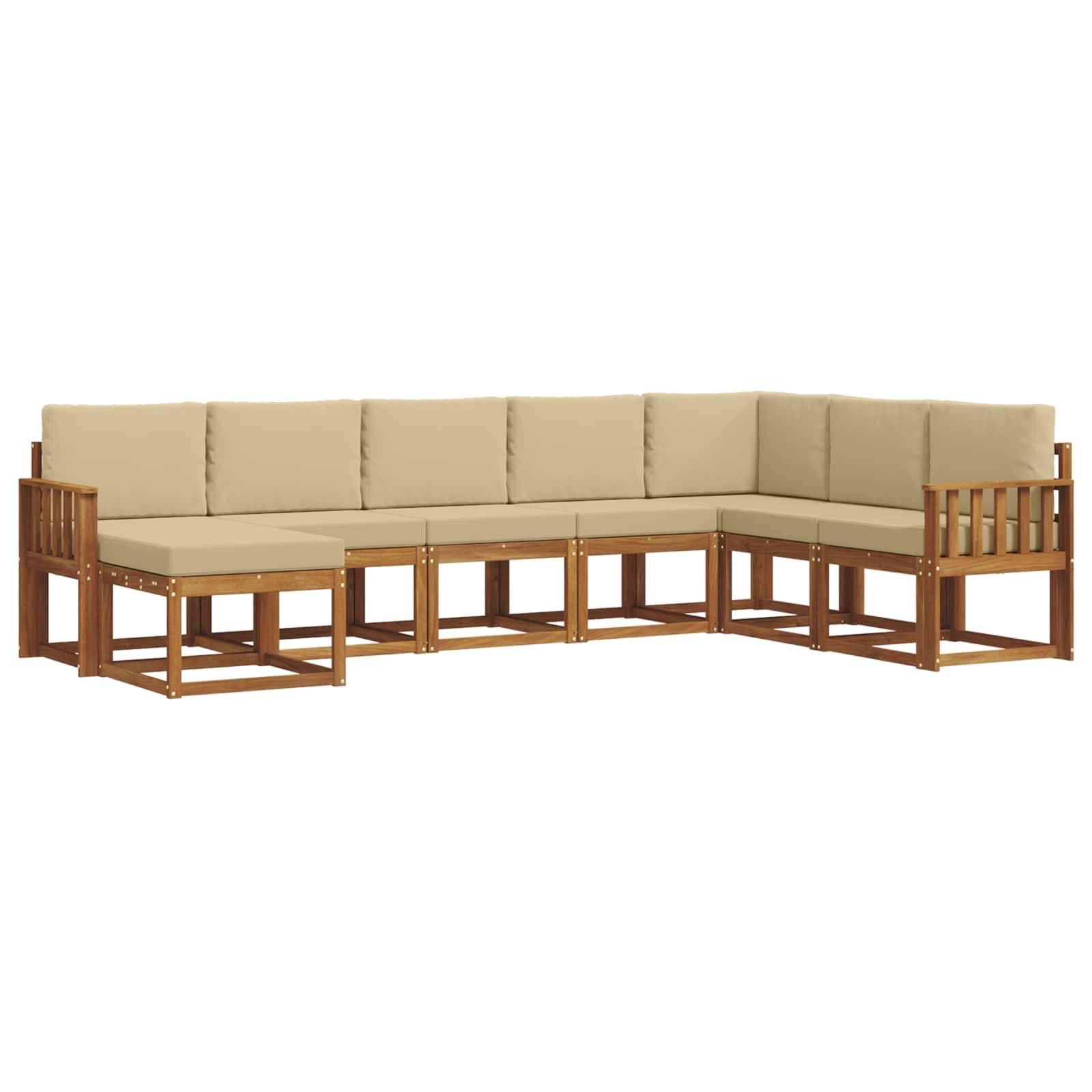 vidaXL Outdoor-Sofagarnitur mit Kissen 8 pcs Natur und Beige
