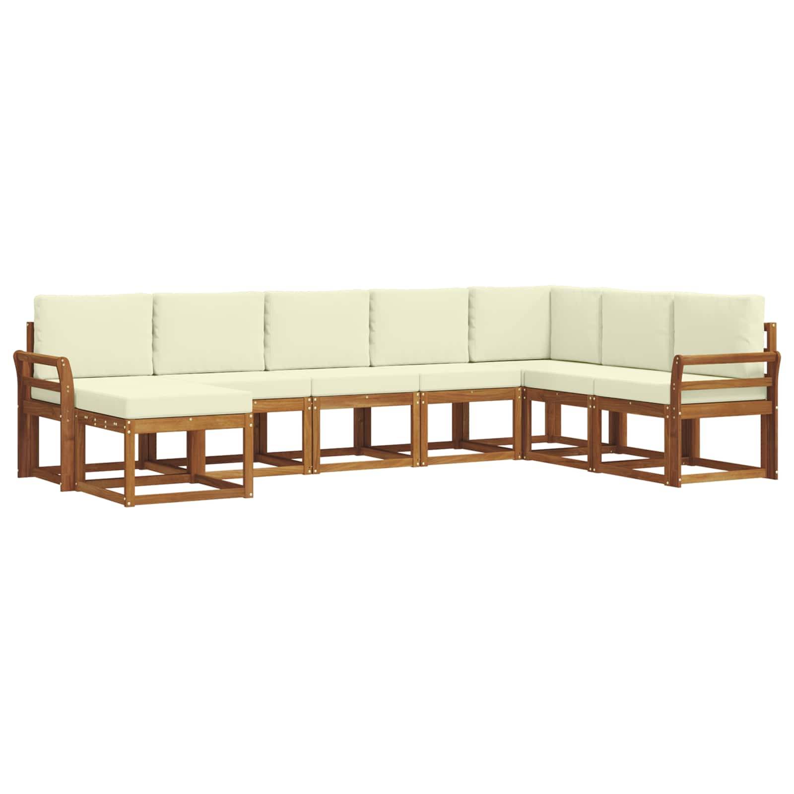 vidaXL Outdoor-Sofagarnitur mit Kissen 8 pcs Natur und Creme
