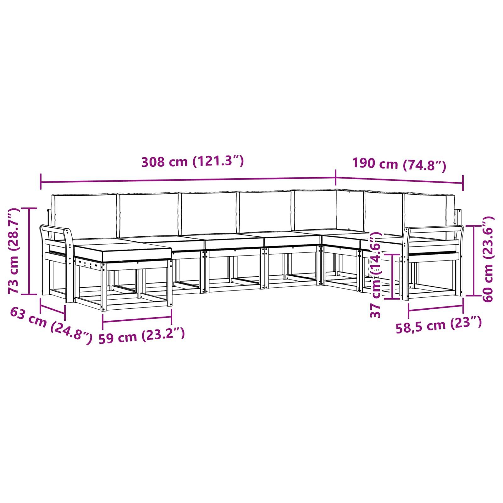 vidaXL Outdoor-Sofagarnitur mit Kissen 8 pcs Weiß und Anthrazit