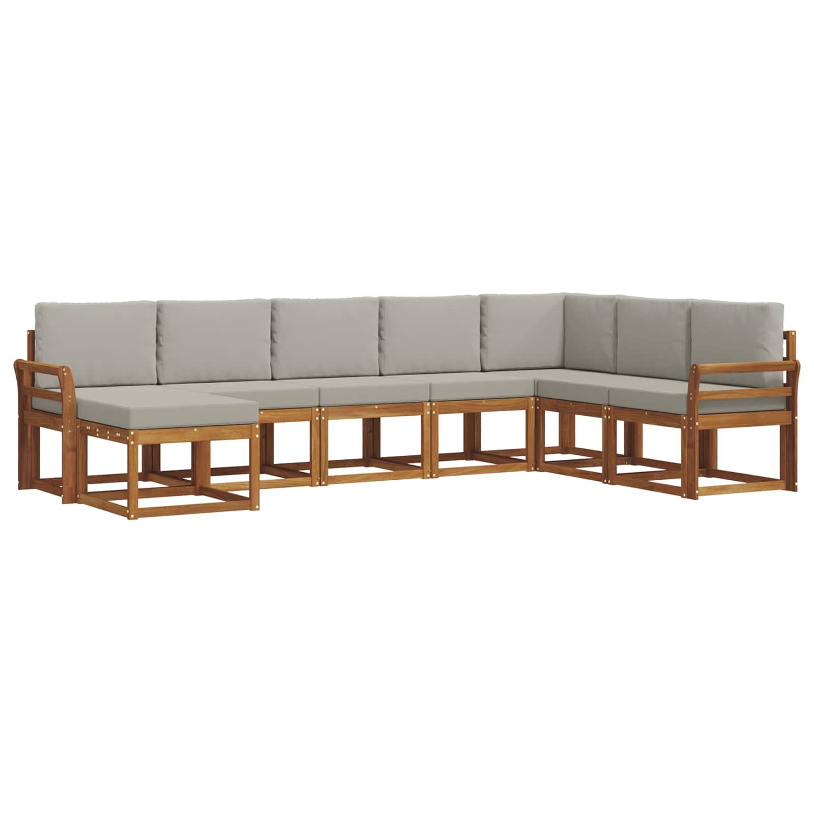 vidaXL Outdoor-Sofagarnitur mit Kissen 8 pcs Natürlich und Hellgrau