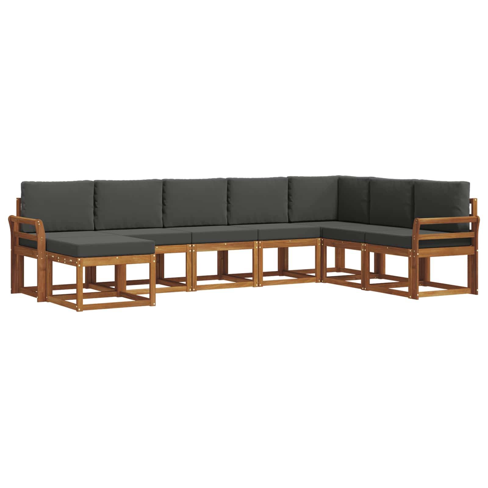 vidaXL Outdoor-Sofagarnitur mit Kissen 8 pcs Natur und Anthrazit