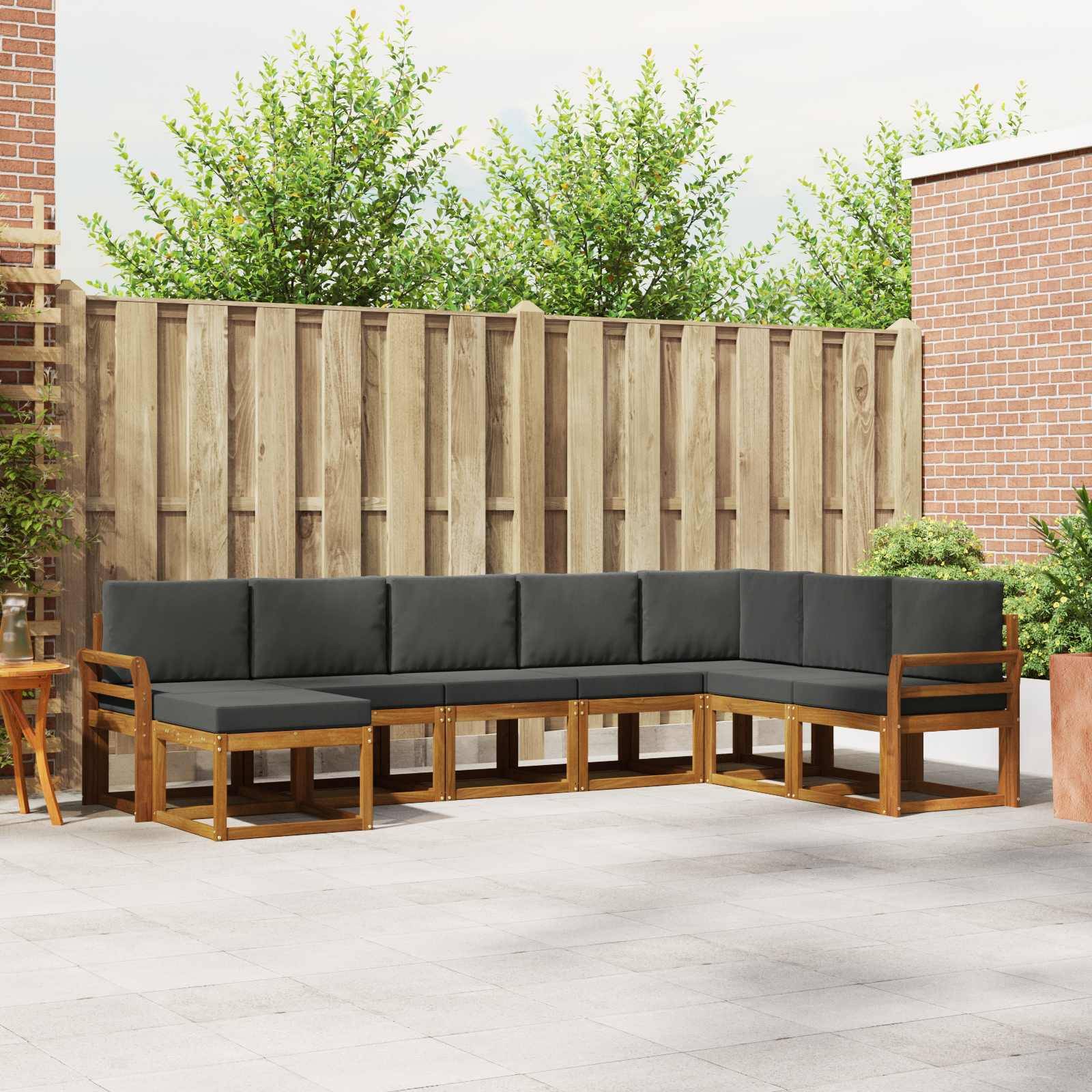 vidaXL Outdoor-Sofagarnitur mit Kissen 8 pcs Natur und Anthrazit