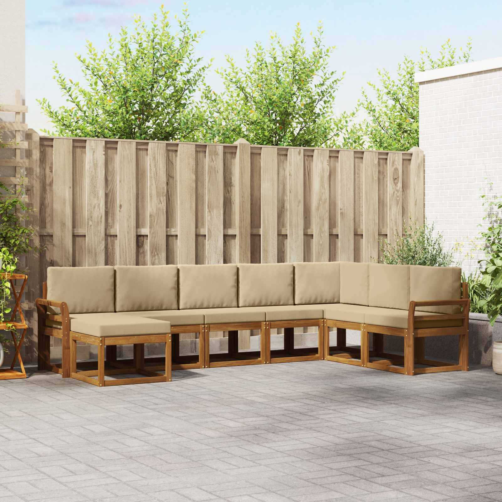 vidaXL Outdoor-Sofagarnitur mit Kissen 8 pcs Natur und Beige