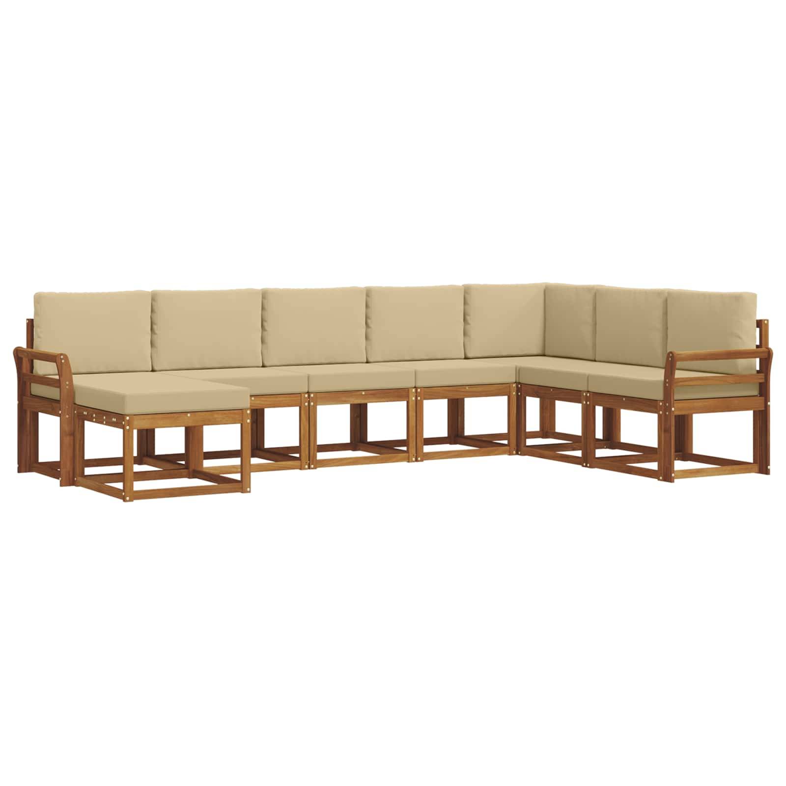 vidaXL Outdoor-Sofagarnitur mit Kissen 8 pcs Natur und Beige