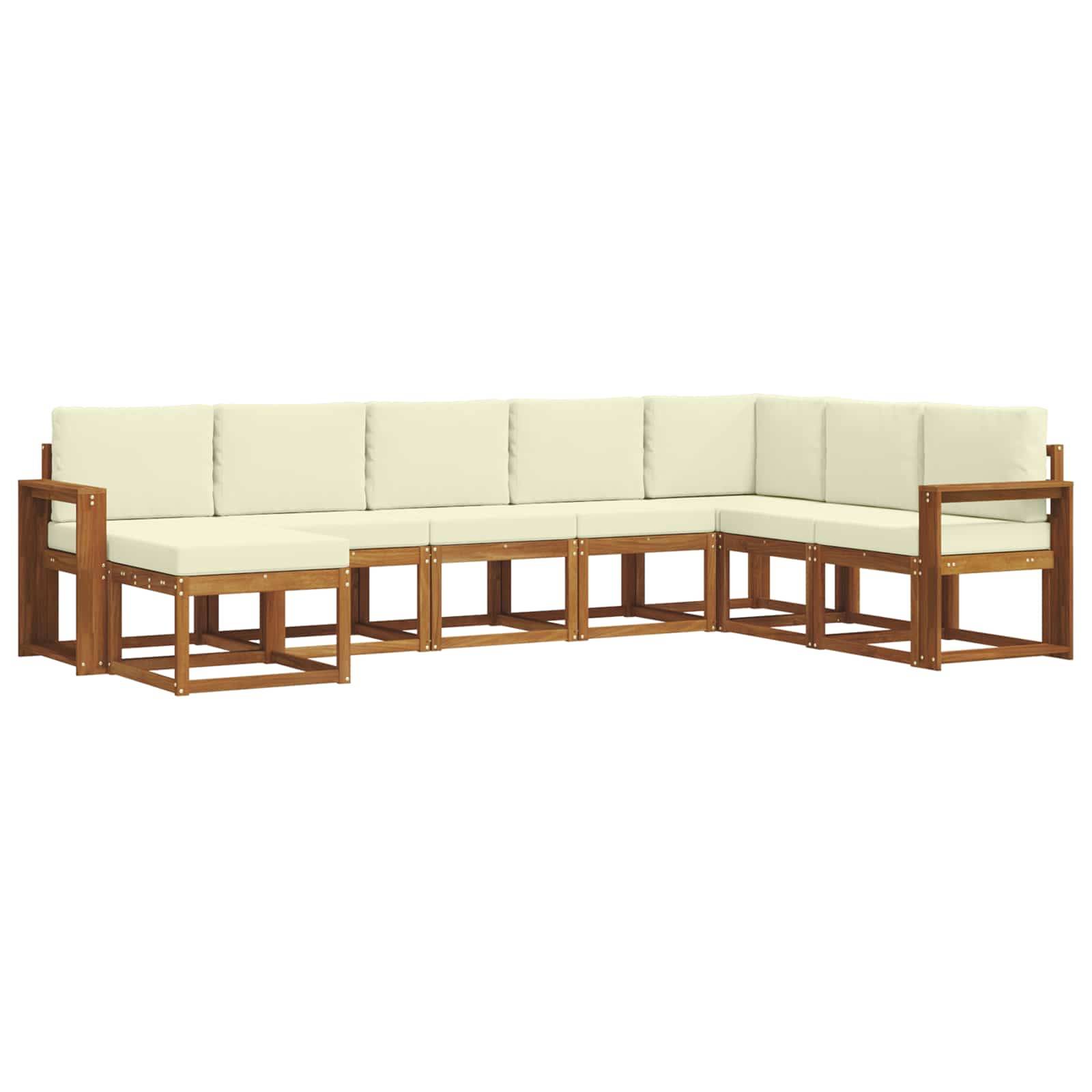 vidaXL Outdoor-Sofagarnitur mit Kissen 8 pcs Natur und Creme