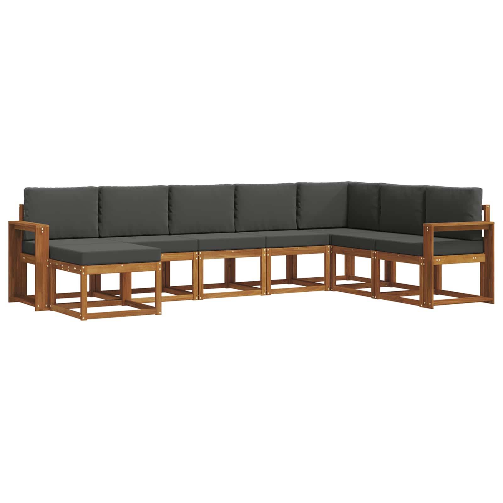 vidaXL Outdoor-Sofagarnitur mit Kissen 8 pcs Natur und Anthrazit