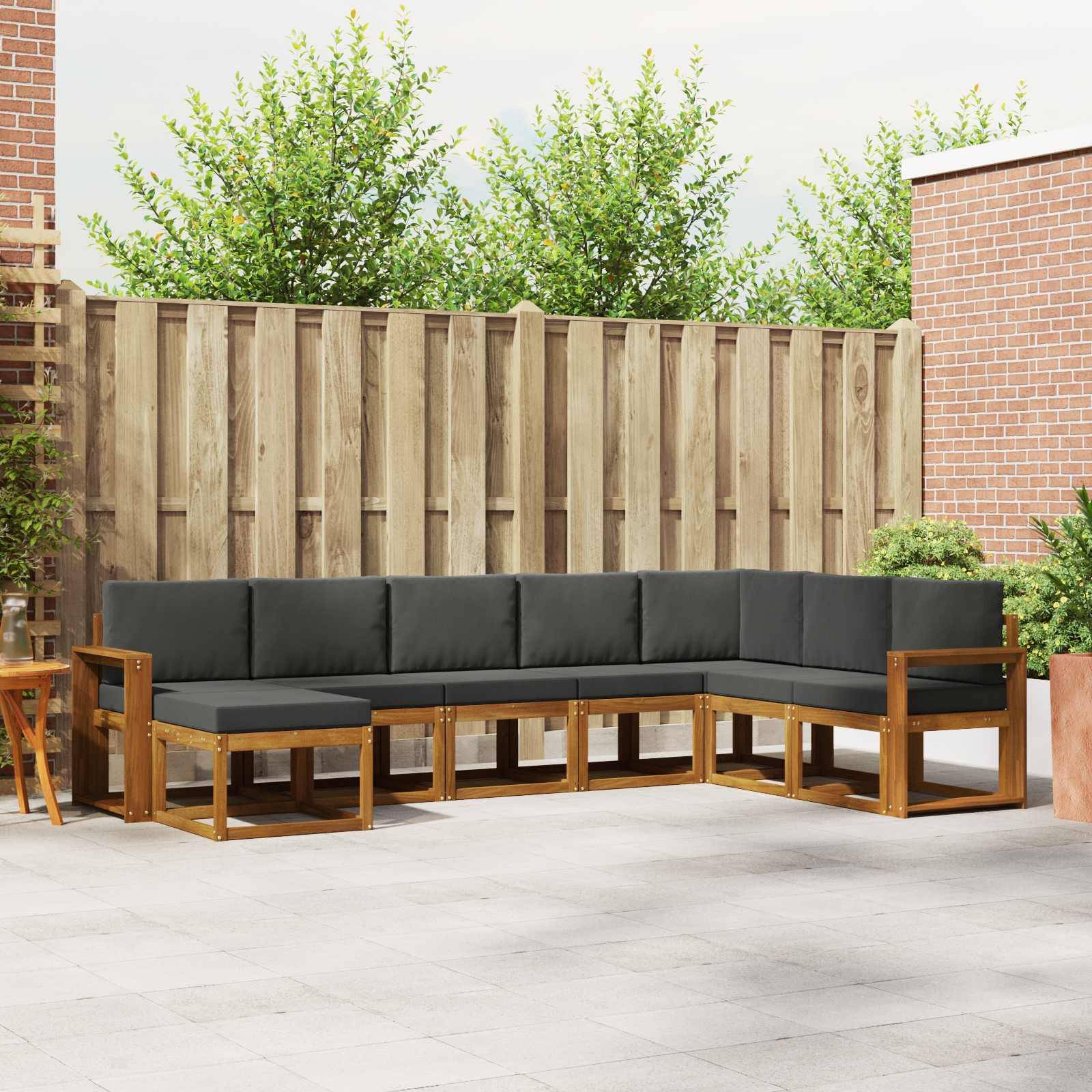 vidaXL Outdoor-Sofagarnitur mit Kissen 8 pcs Natur und Anthrazit