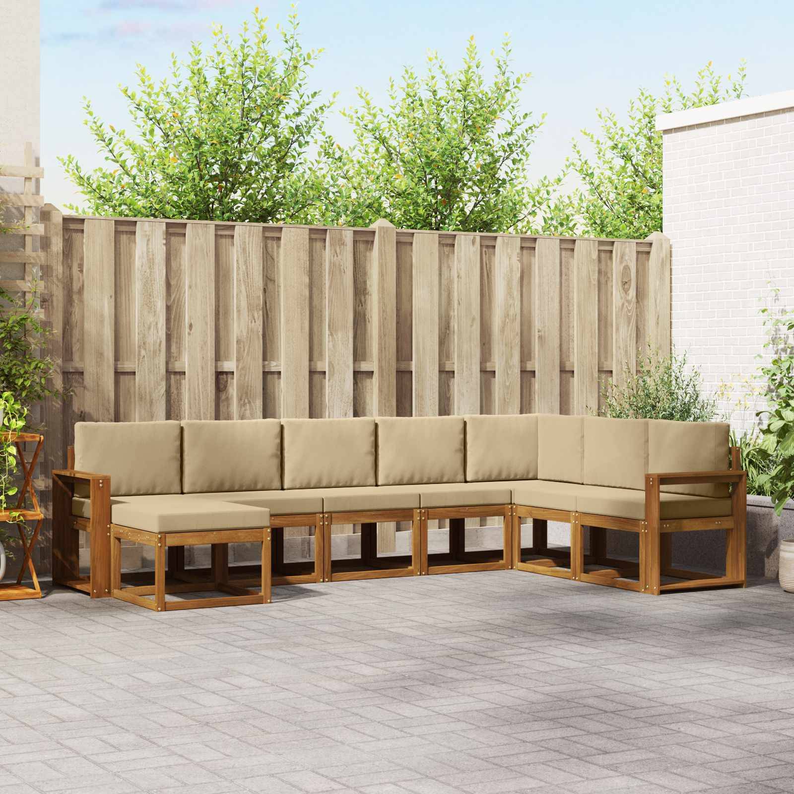 vidaXL Outdoor-Sofagarnitur mit Kissen 8 pcs Natur und Beige