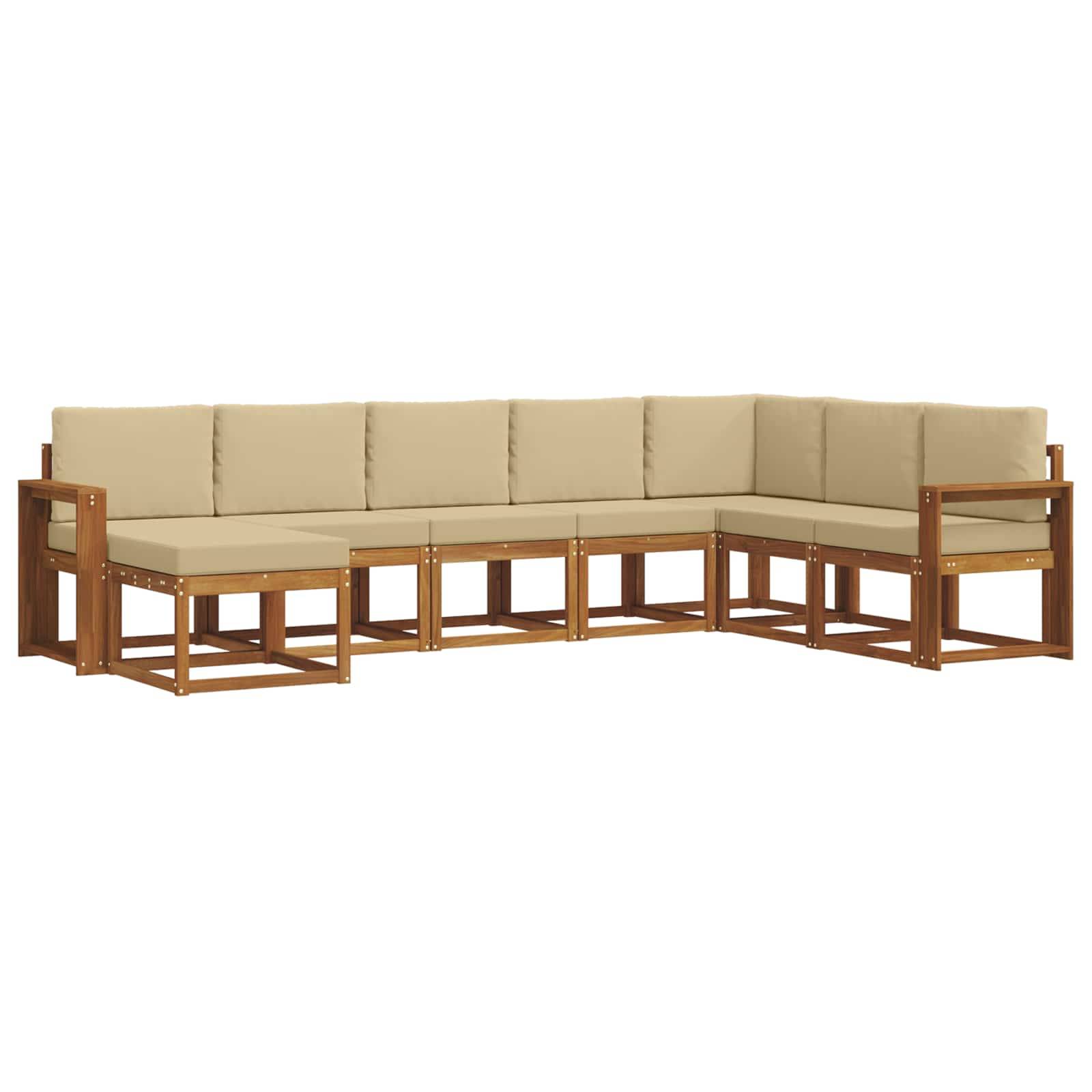 vidaXL Outdoor-Sofagarnitur mit Kissen 8 pcs Natur und Beige