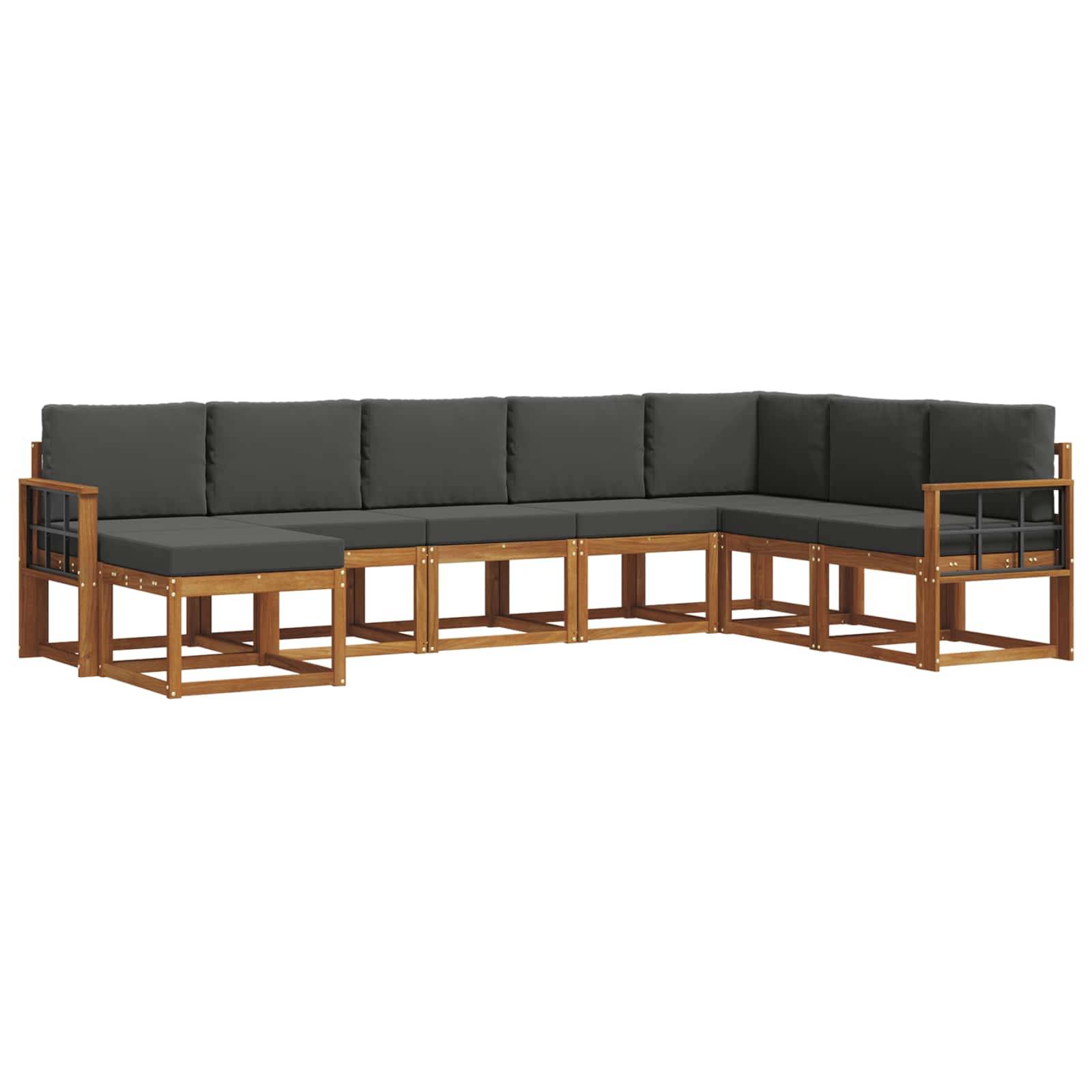 vidaXL Outdoor-Sofagarnitur mit Kissen 8 pcs Natur und Anthrazit