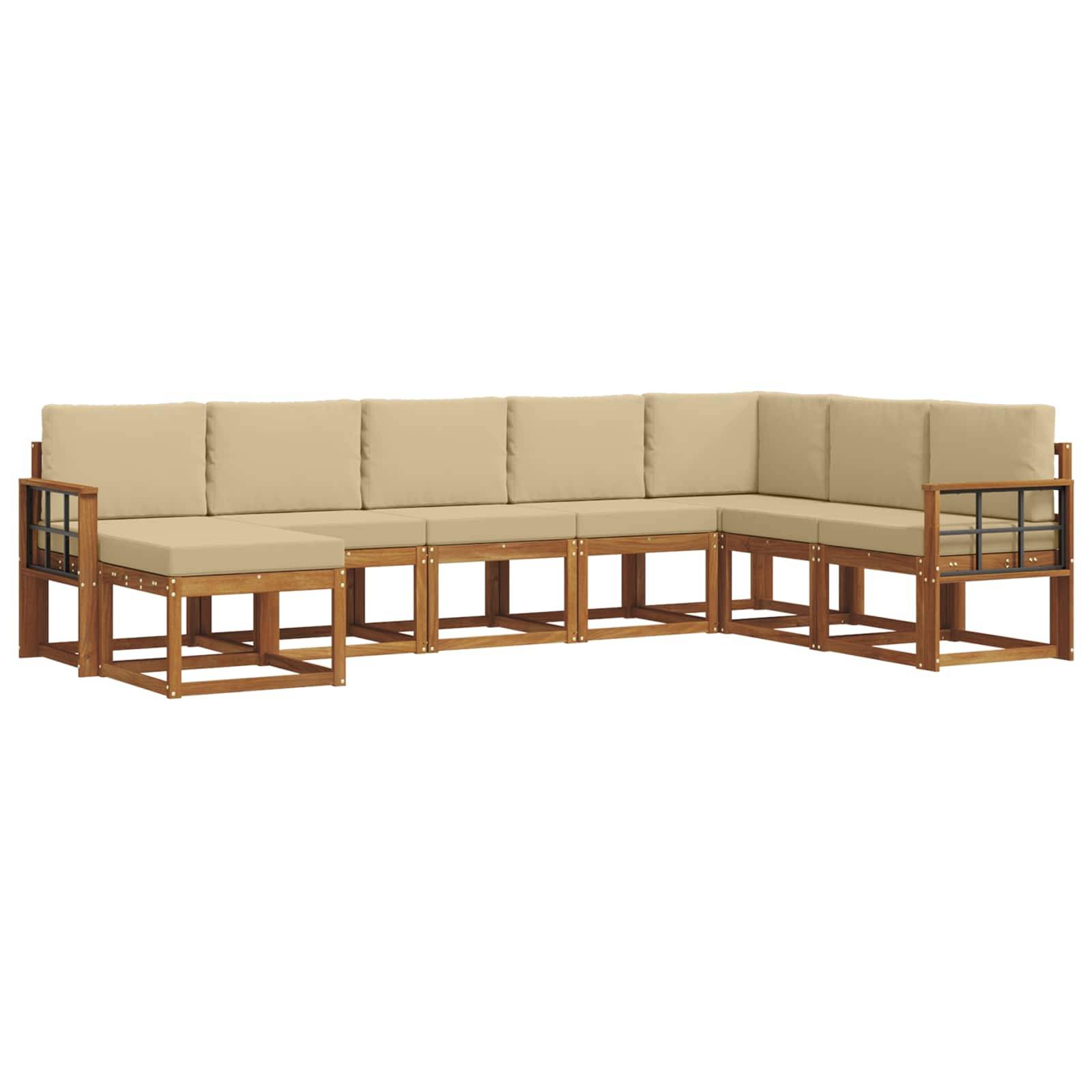 vidaXL Outdoor-Sofagarnitur mit Kissen 8 pcs Natur und Beige