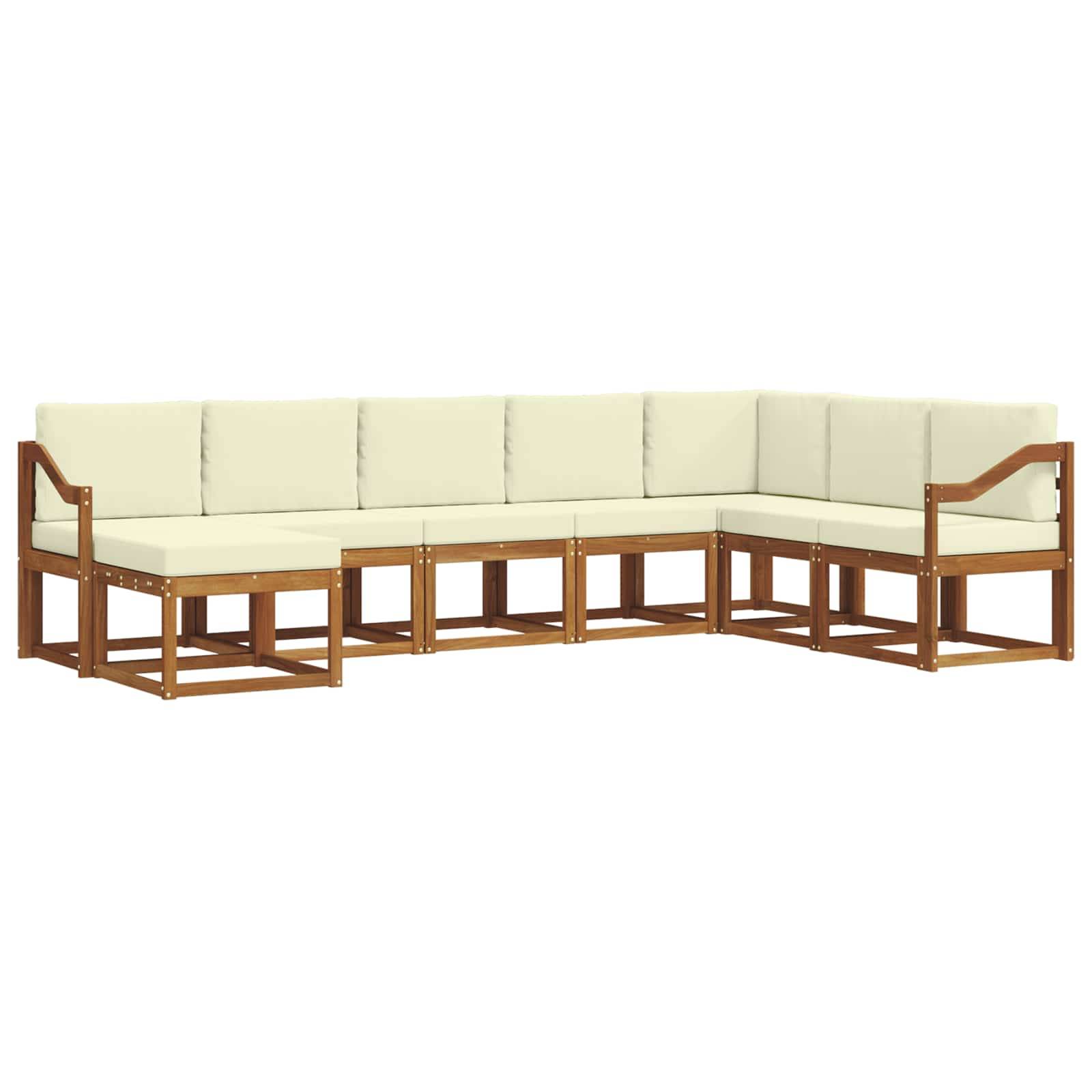 vidaXL Outdoor-Sofagarnitur mit Kissen 8 pcs Natur und Creme