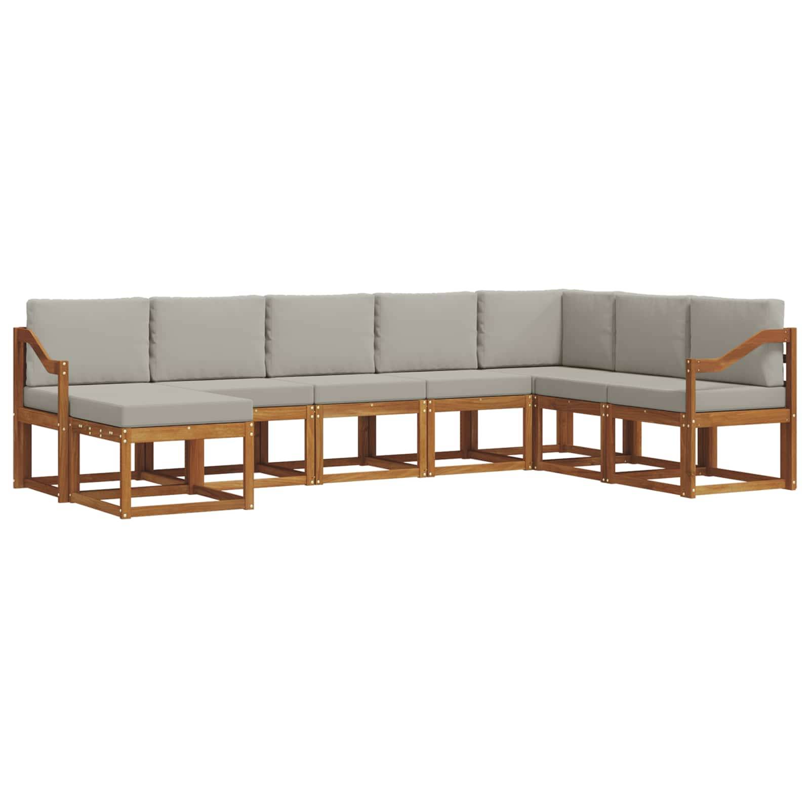 vidaXL Outdoor-Sofagarnitur mit Kissen 8 pcs Natürlich und Hellgrau