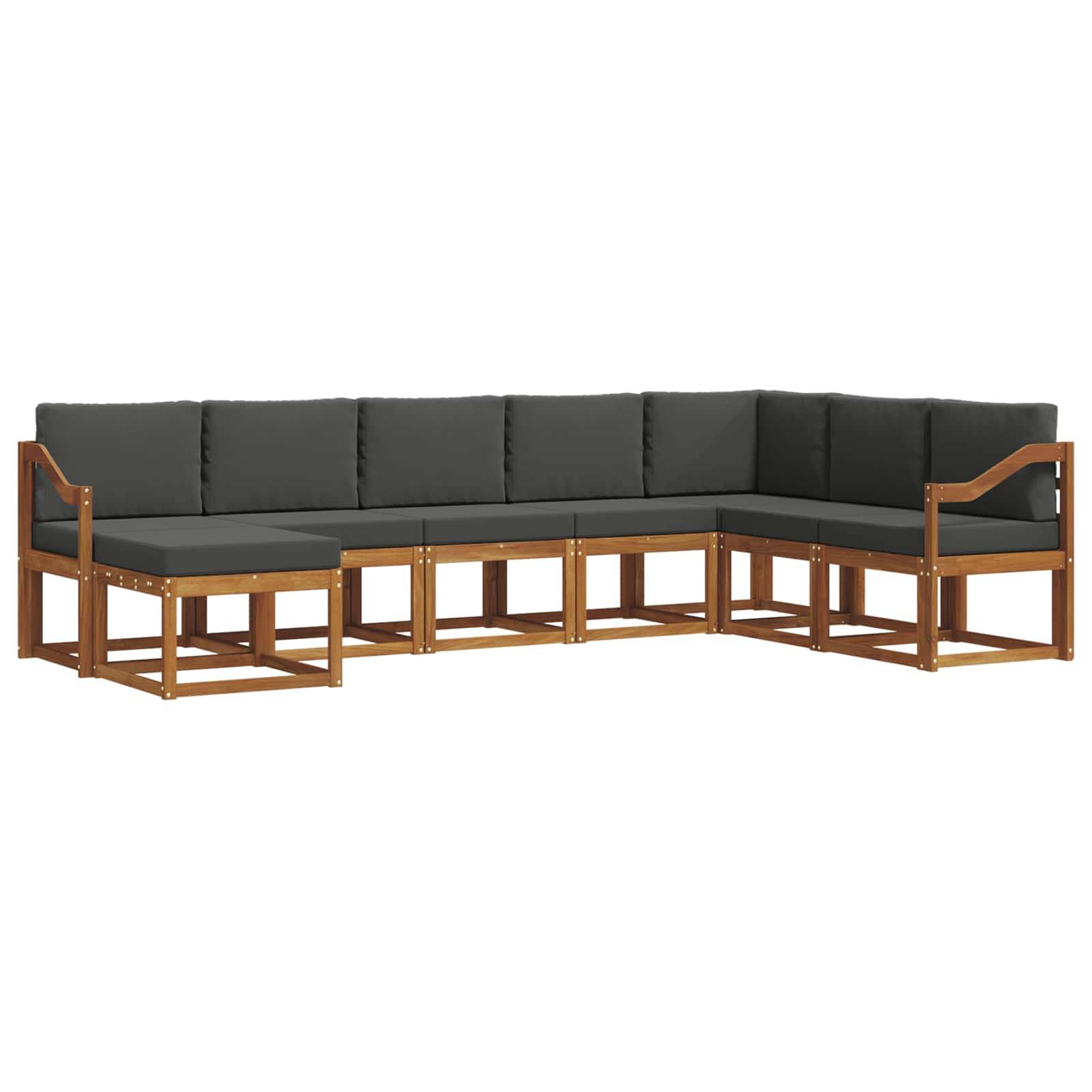 vidaXL Outdoor-Sofagarnitur mit Kissen 8 pcs Natur und Anthrazit