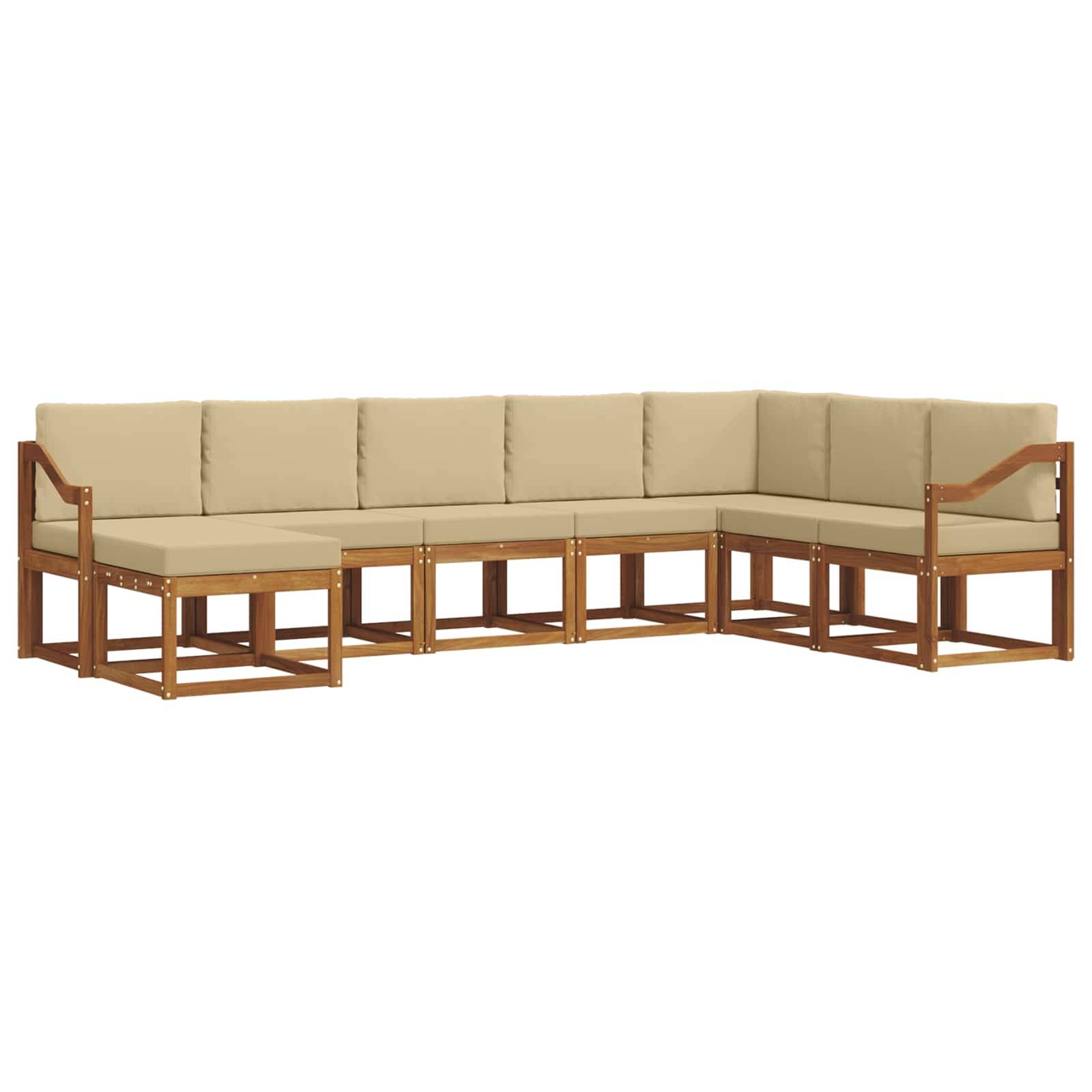 vidaXL Outdoor-Sofagarnitur mit Kissen 8 pcs Natur und Beige