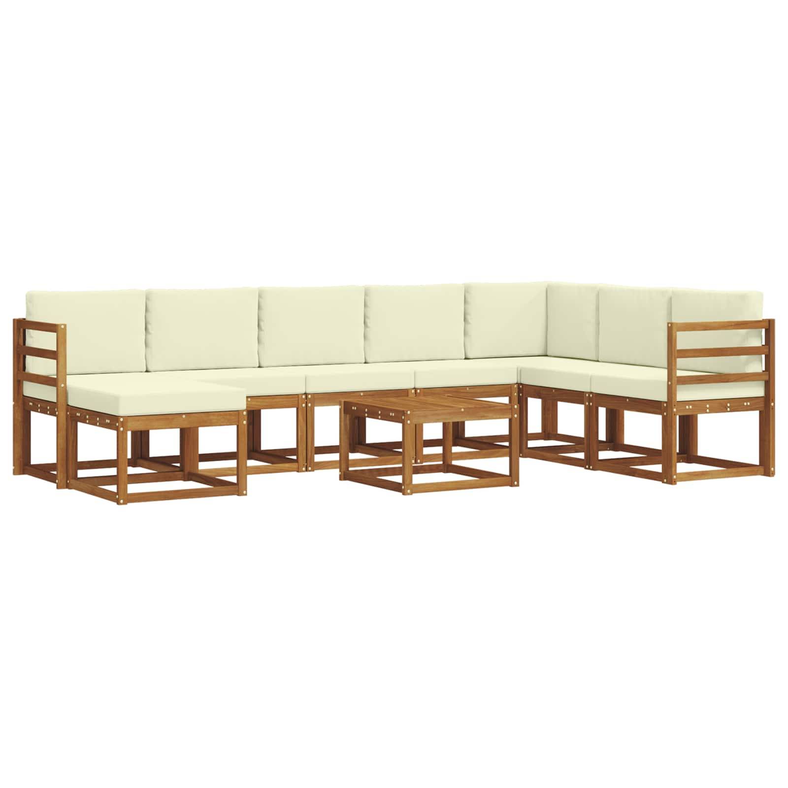 vidaXL Outdoor-Sofagarnitur mit Kissen 9 pcs Natur und Creme