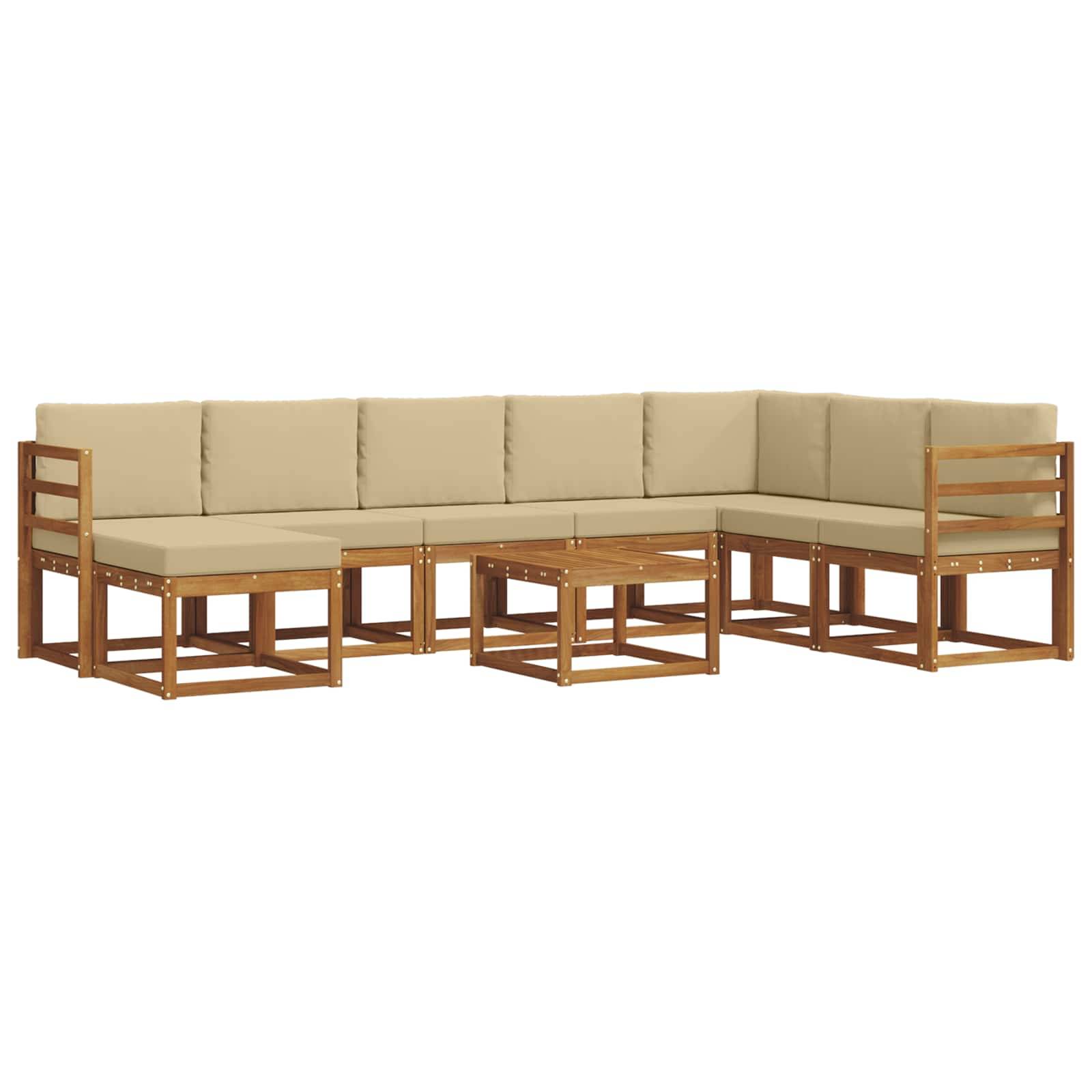 vidaXL Outdoor-Sofagarnitur mit Kissen 9 pcs Natur und Beige