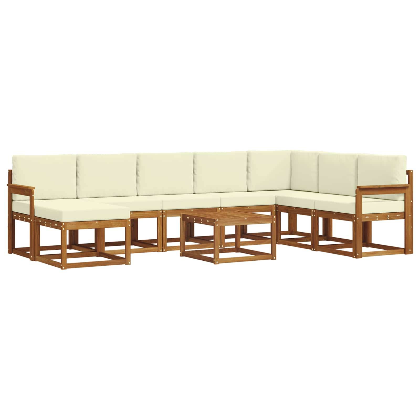 vidaXL Outdoor-Sofagarnitur mit Kissen 9 pcs Natur und Creme