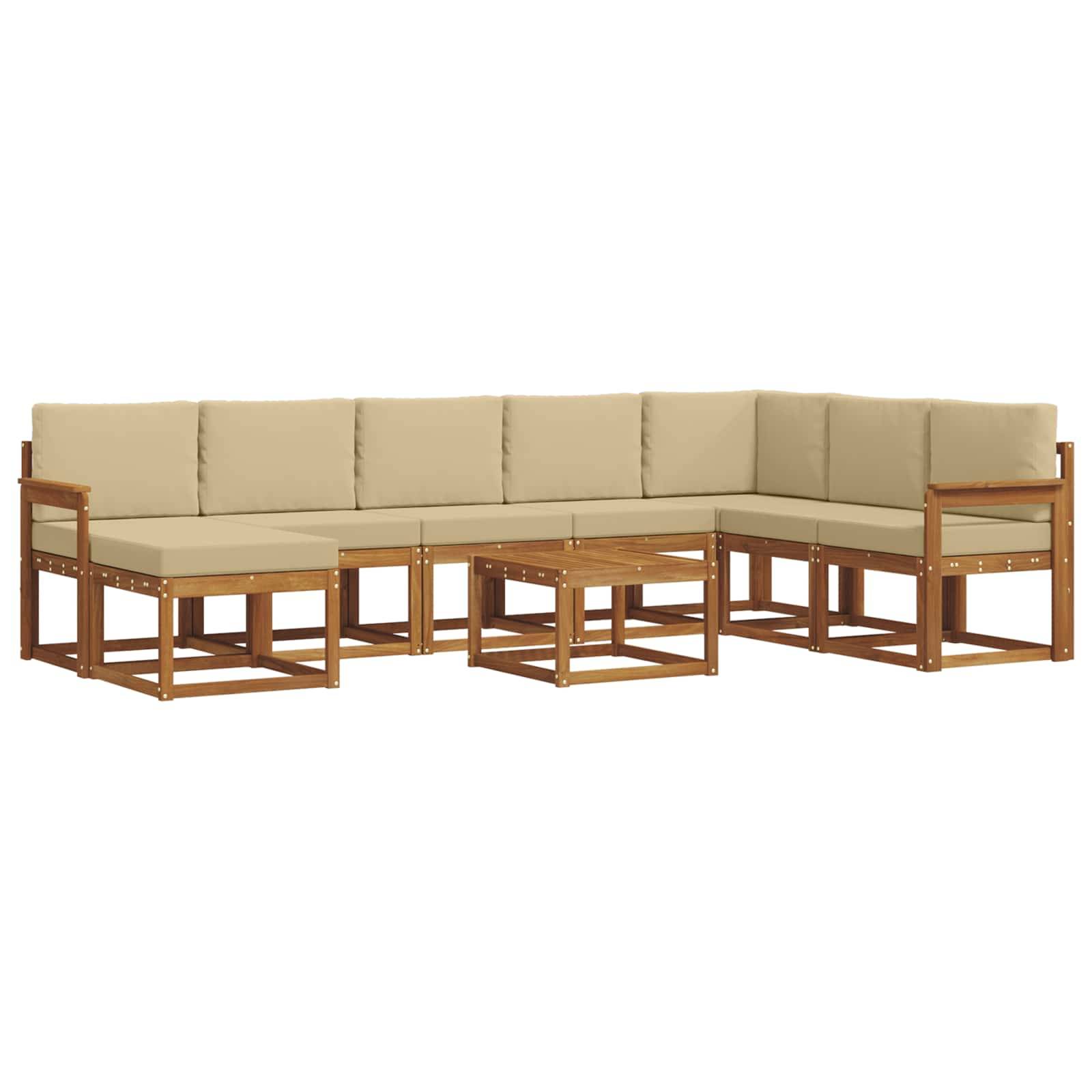 vidaXL Outdoor-Sofagarnitur mit Kissen 9 pcs Natur und Beige