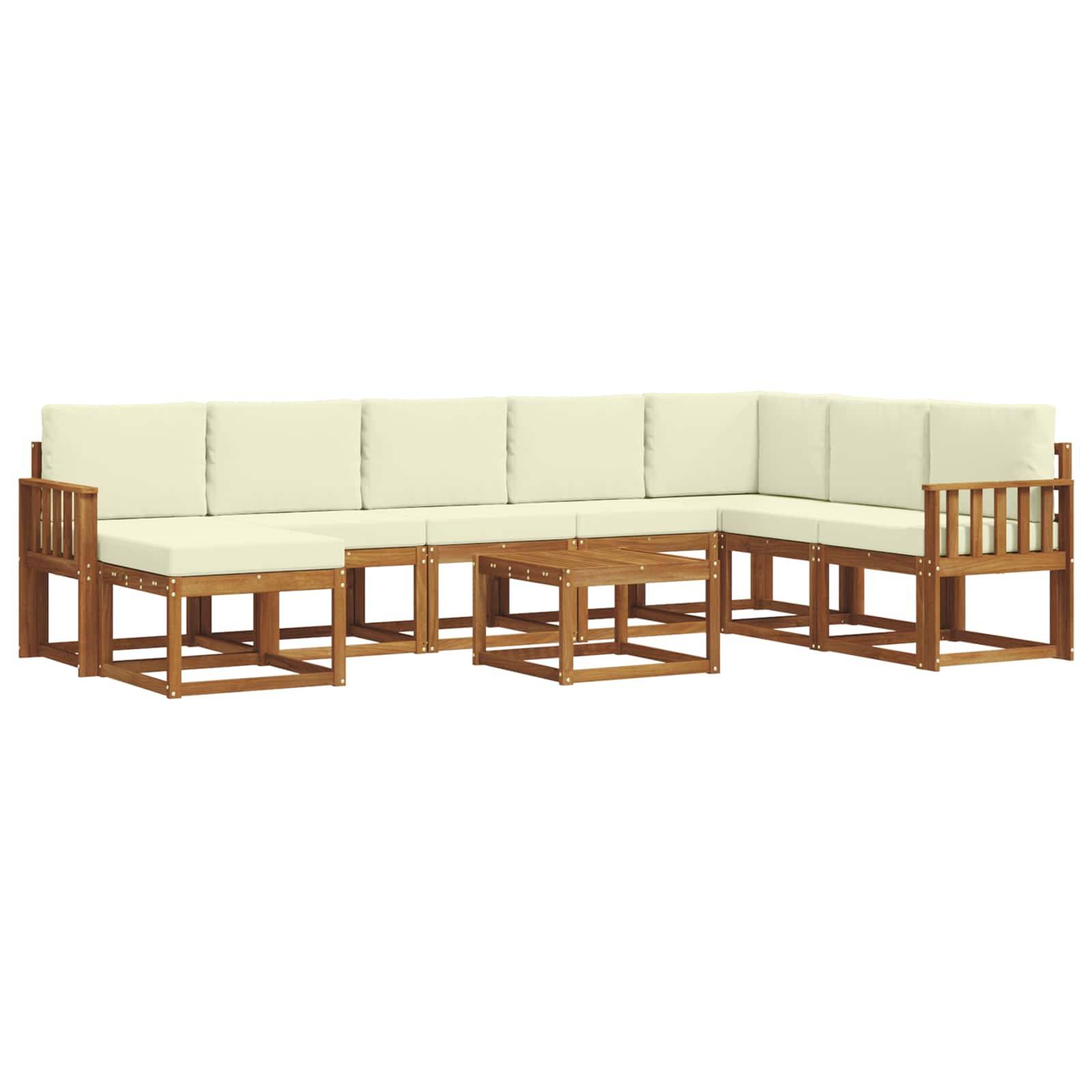 vidaXL Outdoor-Sofagarnitur mit Kissen 9 pcs Natur und Creme