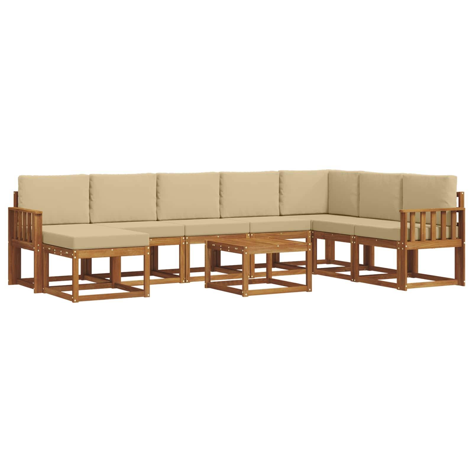 vidaXL Outdoor-Sofagarnitur mit Kissen 9 pcs Natur und Beige