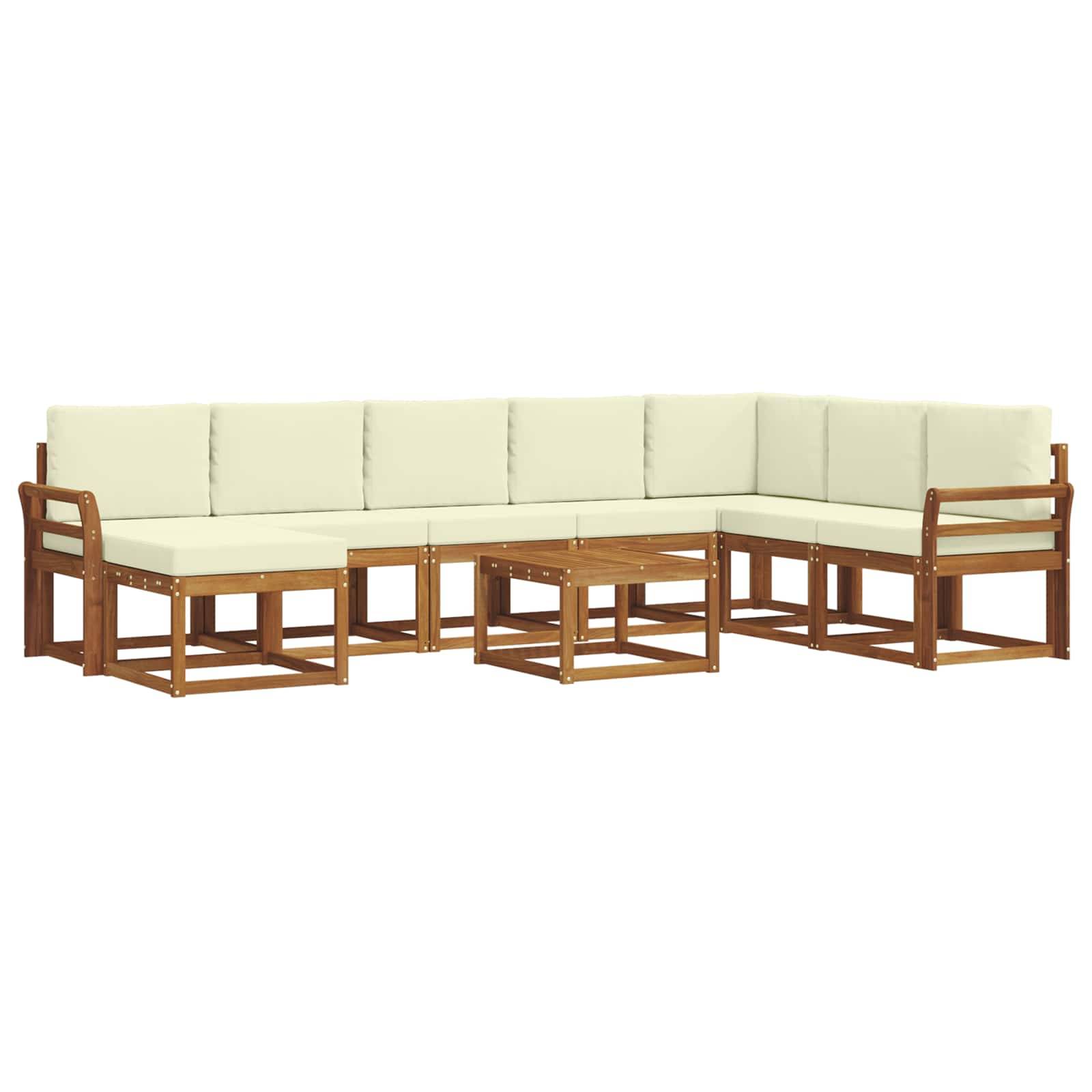 vidaXL Outdoor-Sofagarnitur mit Kissen 9 pcs Natur und Creme