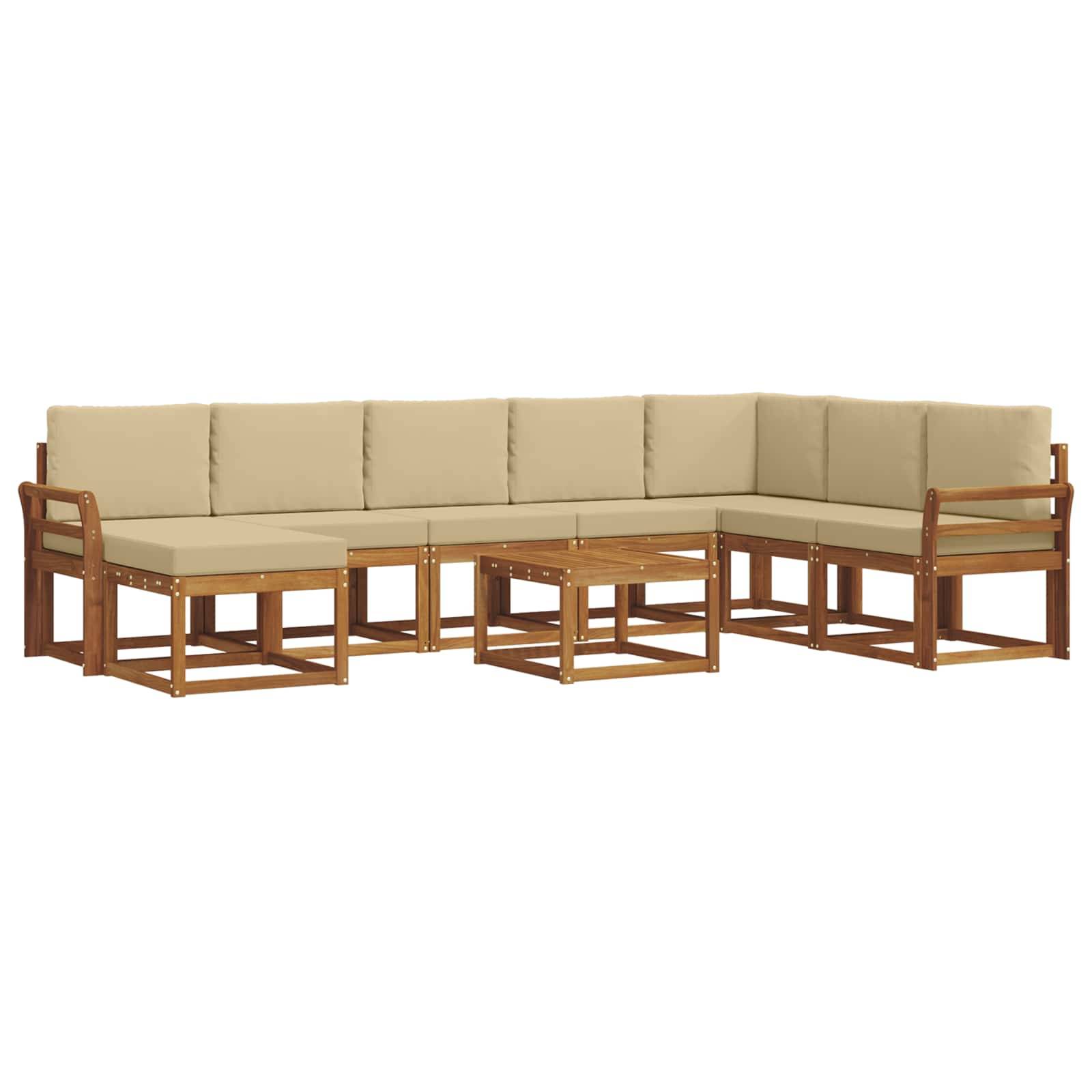 vidaXL Outdoor-Sofagarnitur mit Kissen 9 pcs Natur und Beige