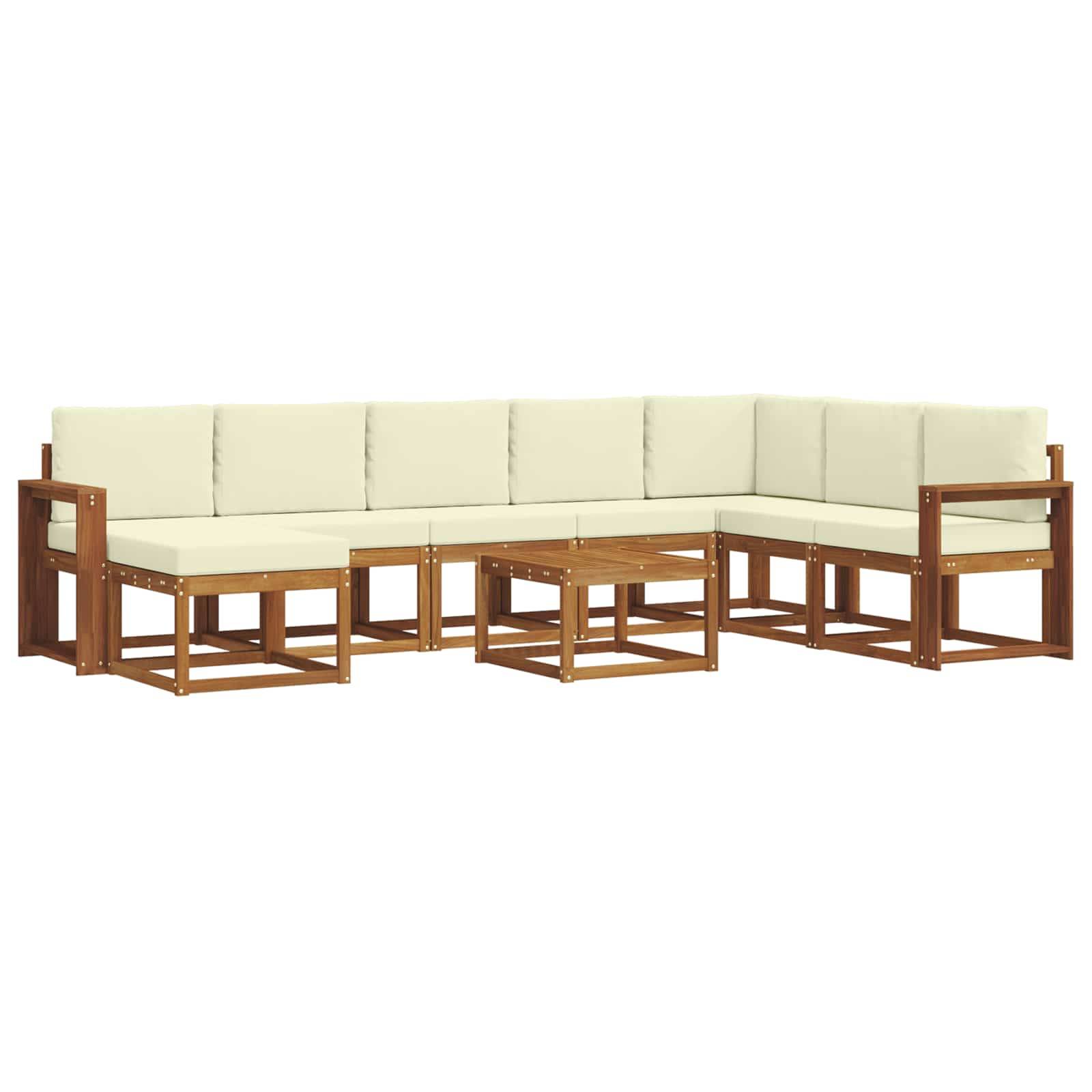 vidaXL Outdoor-Sofagarnitur mit Kissen 9 pcs Natur und Creme