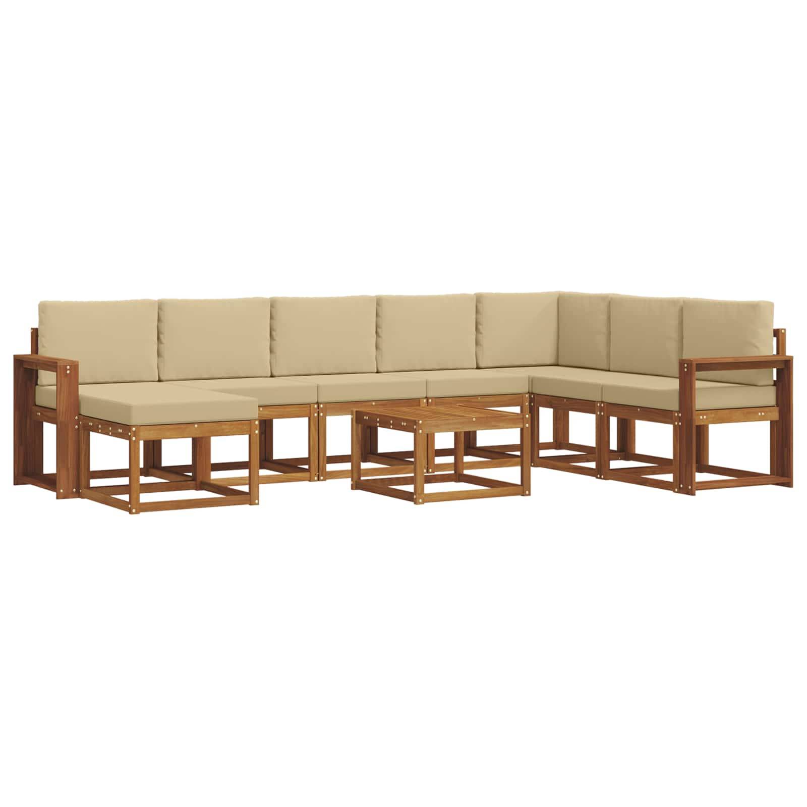 vidaXL Outdoor-Sofagarnitur mit Kissen 9 pcs Natur und Beige