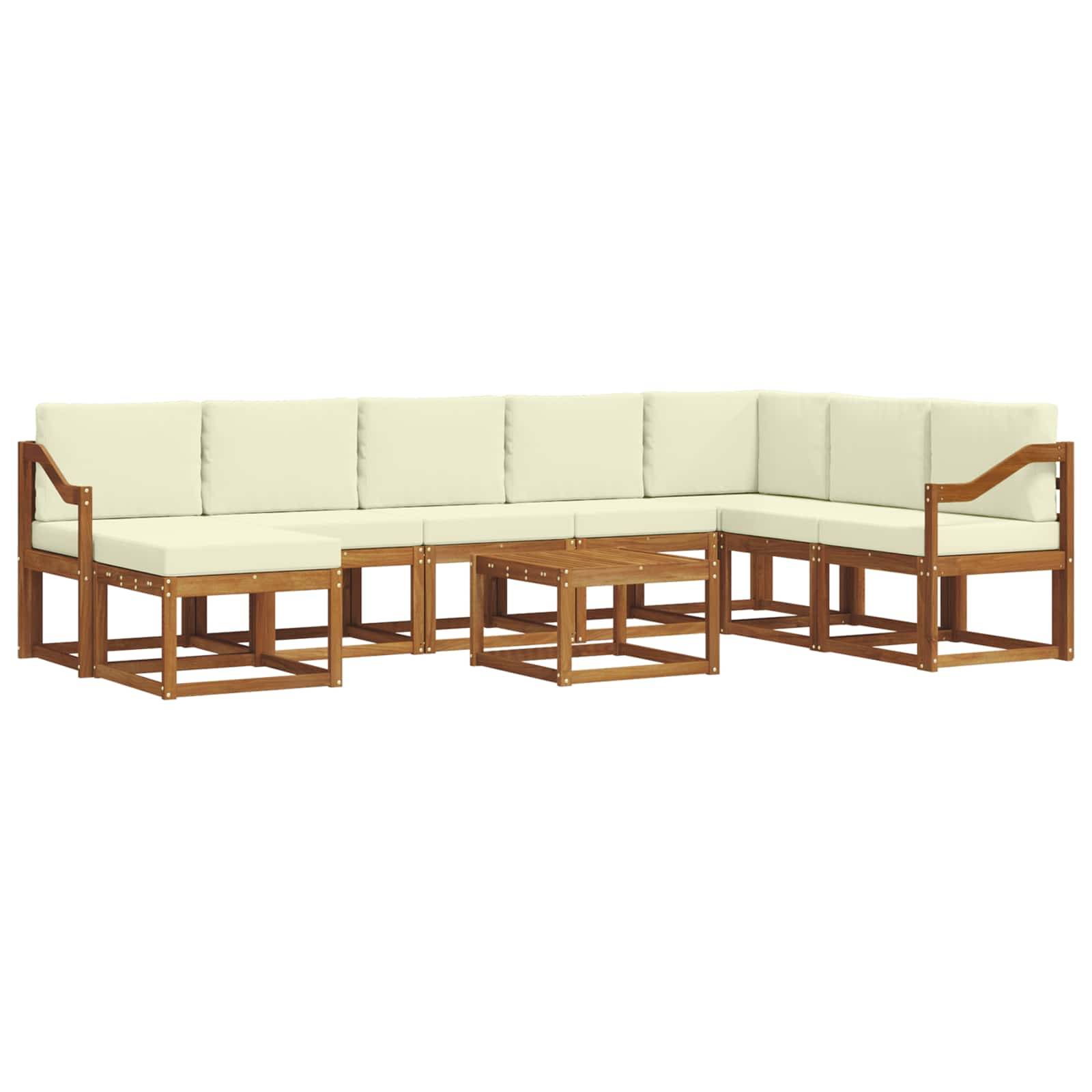 vidaXL Outdoor-Sofagarnitur mit Kissen 9 pcs Natur und Creme