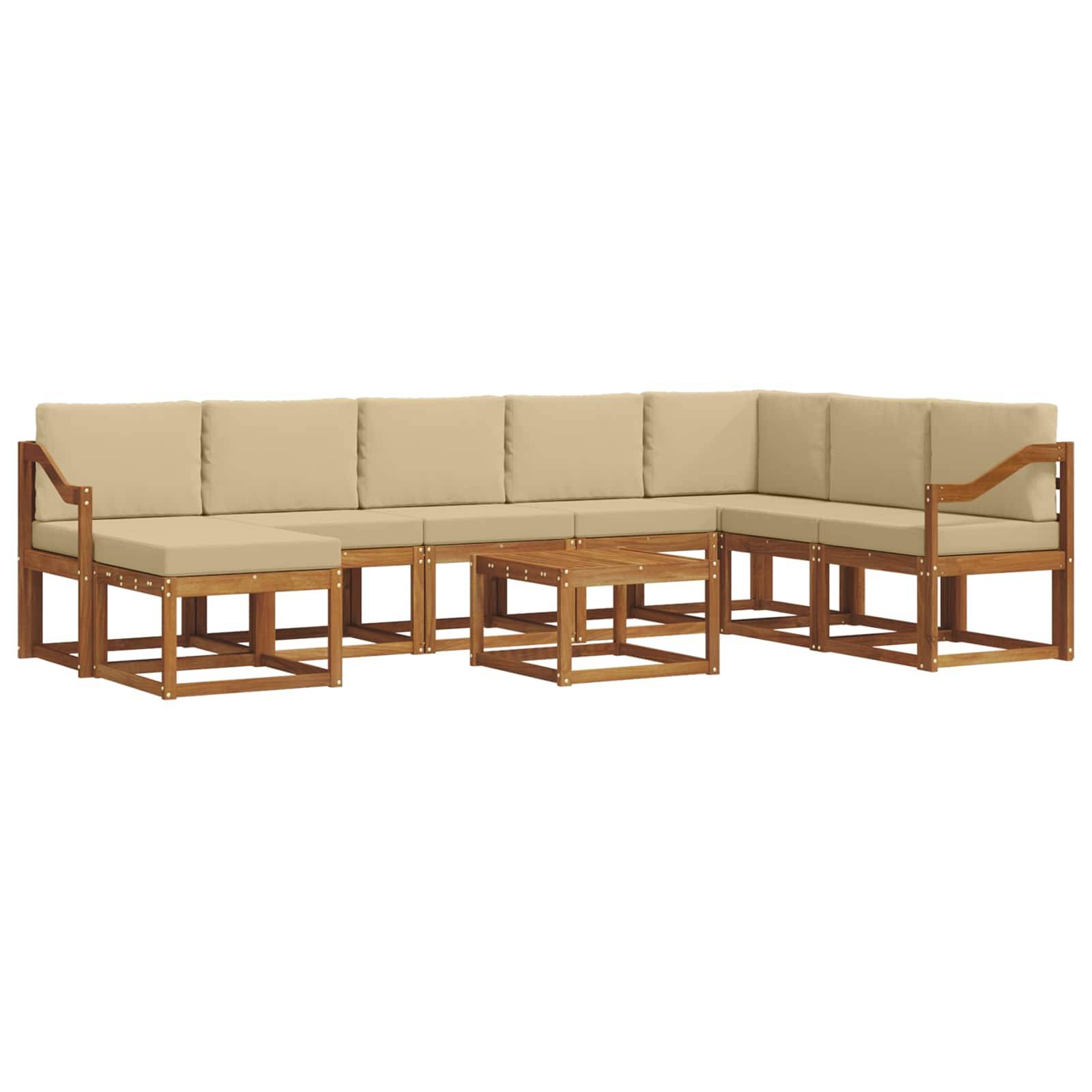 vidaXL Outdoor-Sofagarnitur mit Kissen 9 pcs Natur und Beige