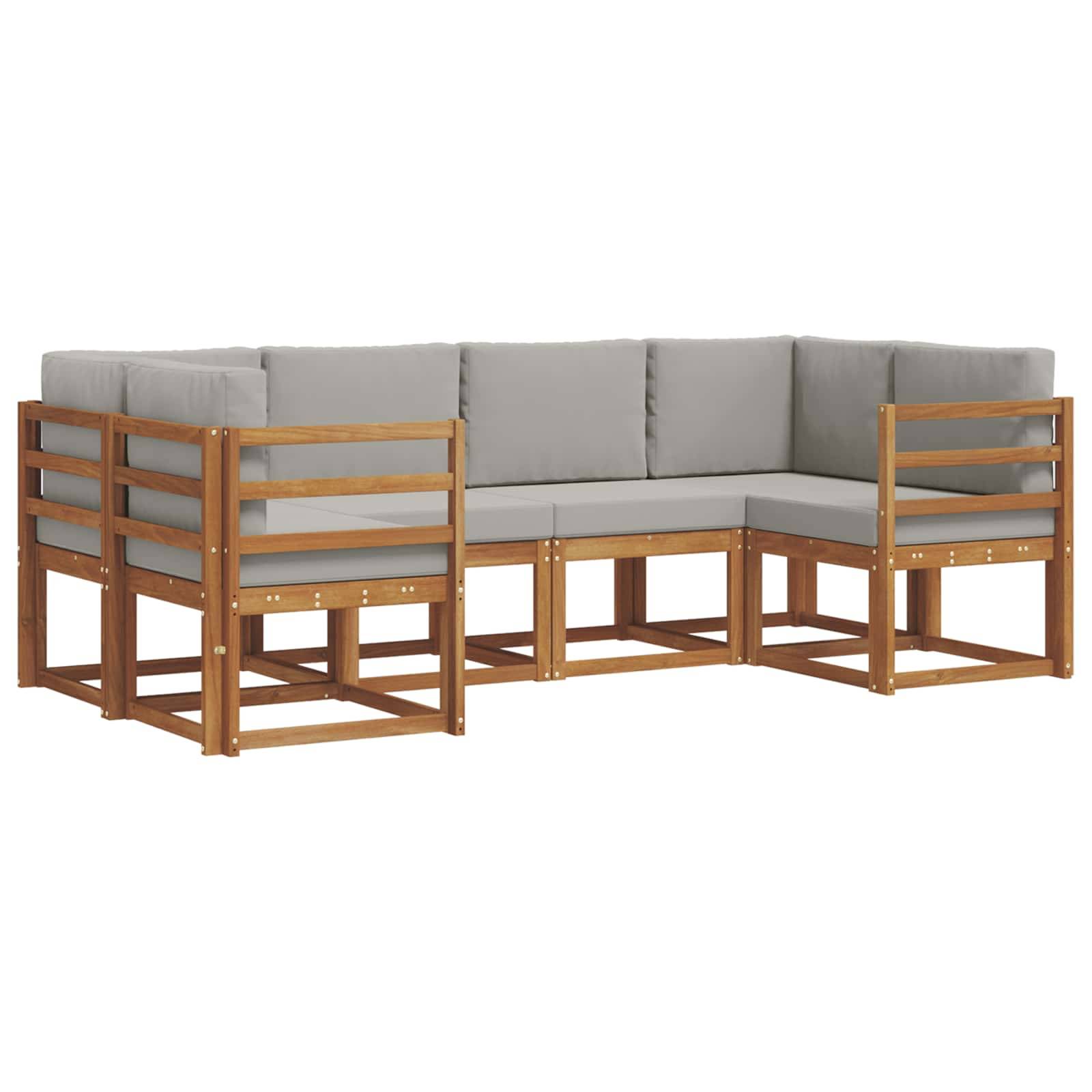 vidaXL Outdoor-Sofagarnitur mit Kissen 6 pcs Natürlich und Hellgrau