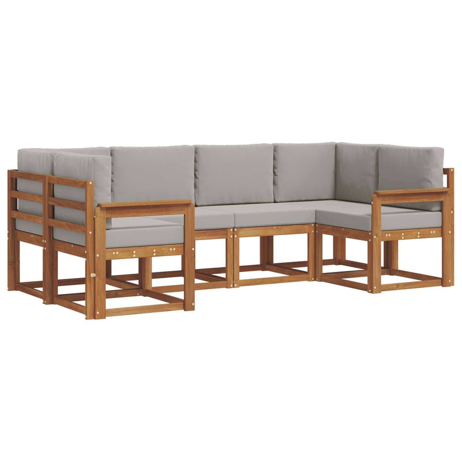 vidaXL Outdoor-Sofagarnitur mit Kissen 6 pcs Natürlich und Hellgrau