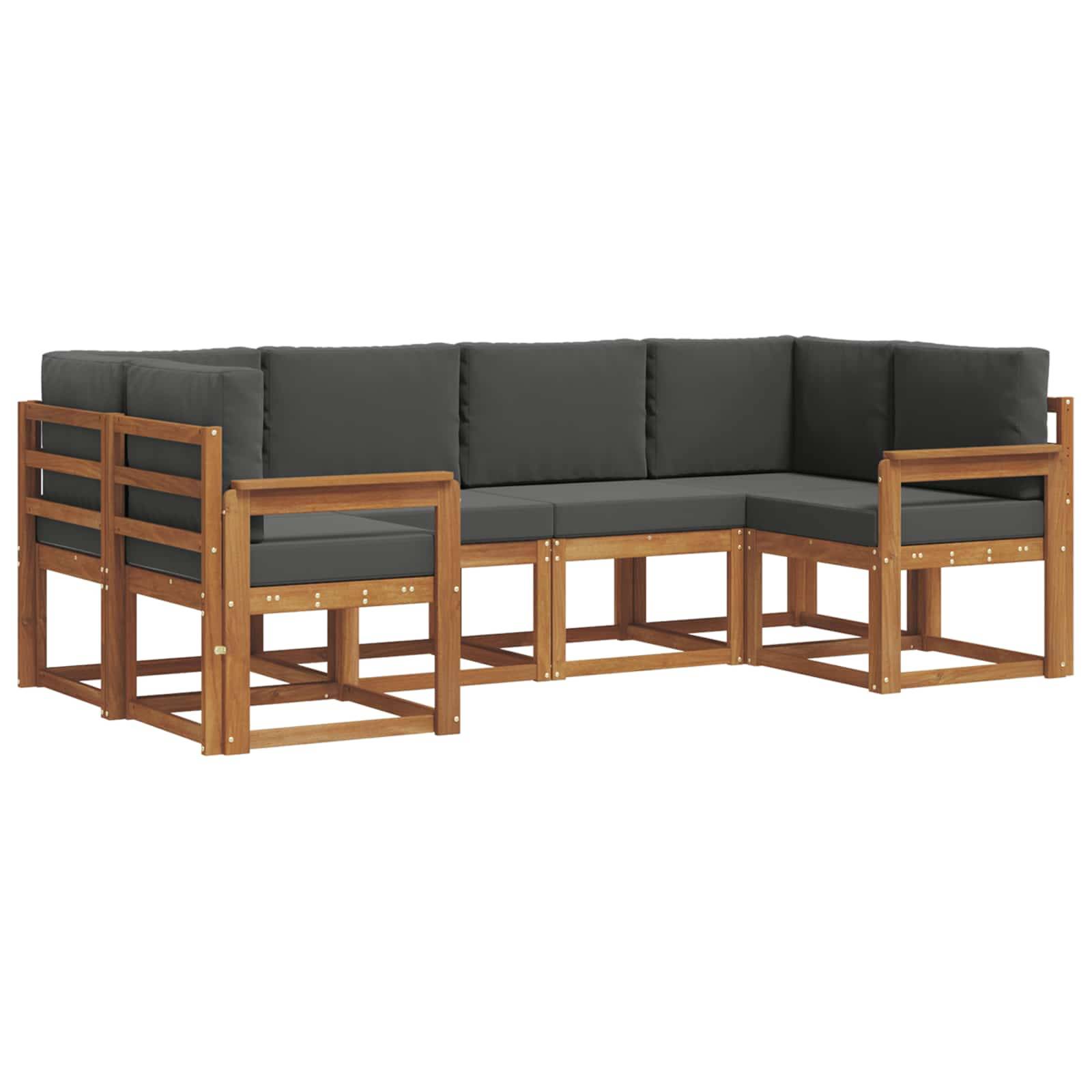 vidaXL Outdoor-Sofagarnitur mit Kissen 6 pcs Natur und Anthrazit