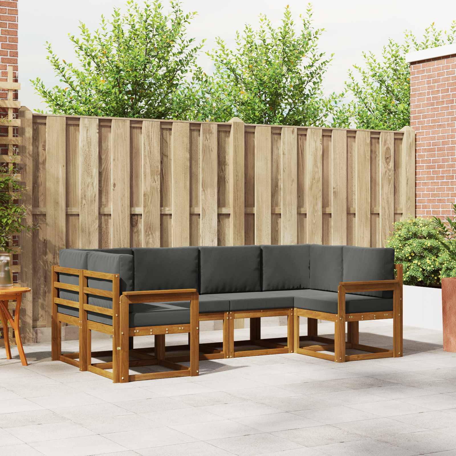 vidaXL Outdoor-Sofagarnitur mit Kissen 6 pcs Natur und Anthrazit