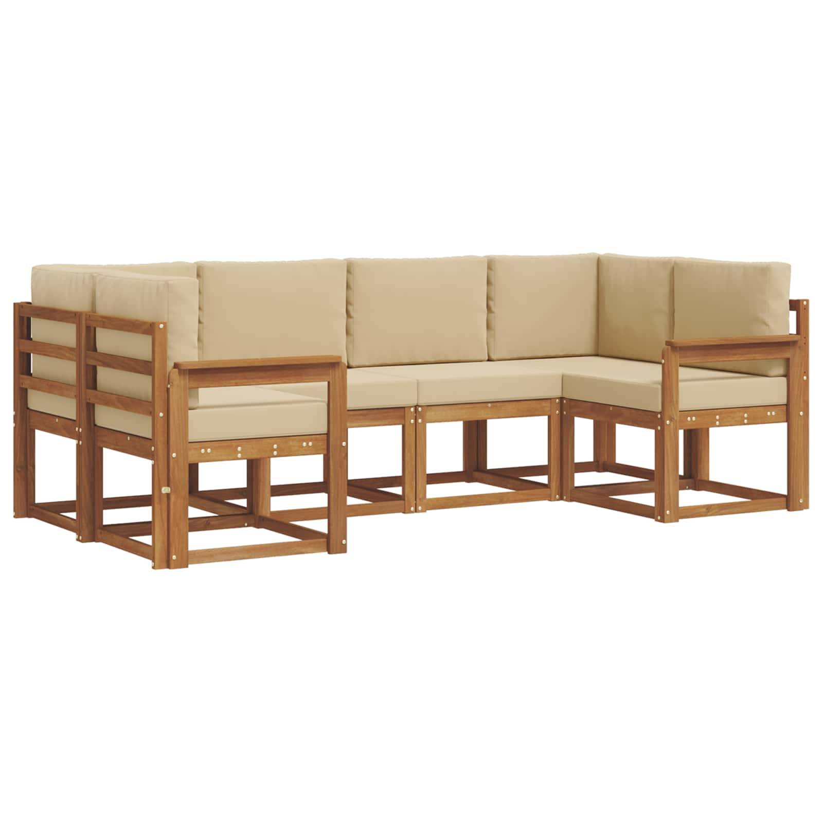 vidaXL Outdoor-Sofagarnitur mit Kissen 6 pcs Natur und Beige