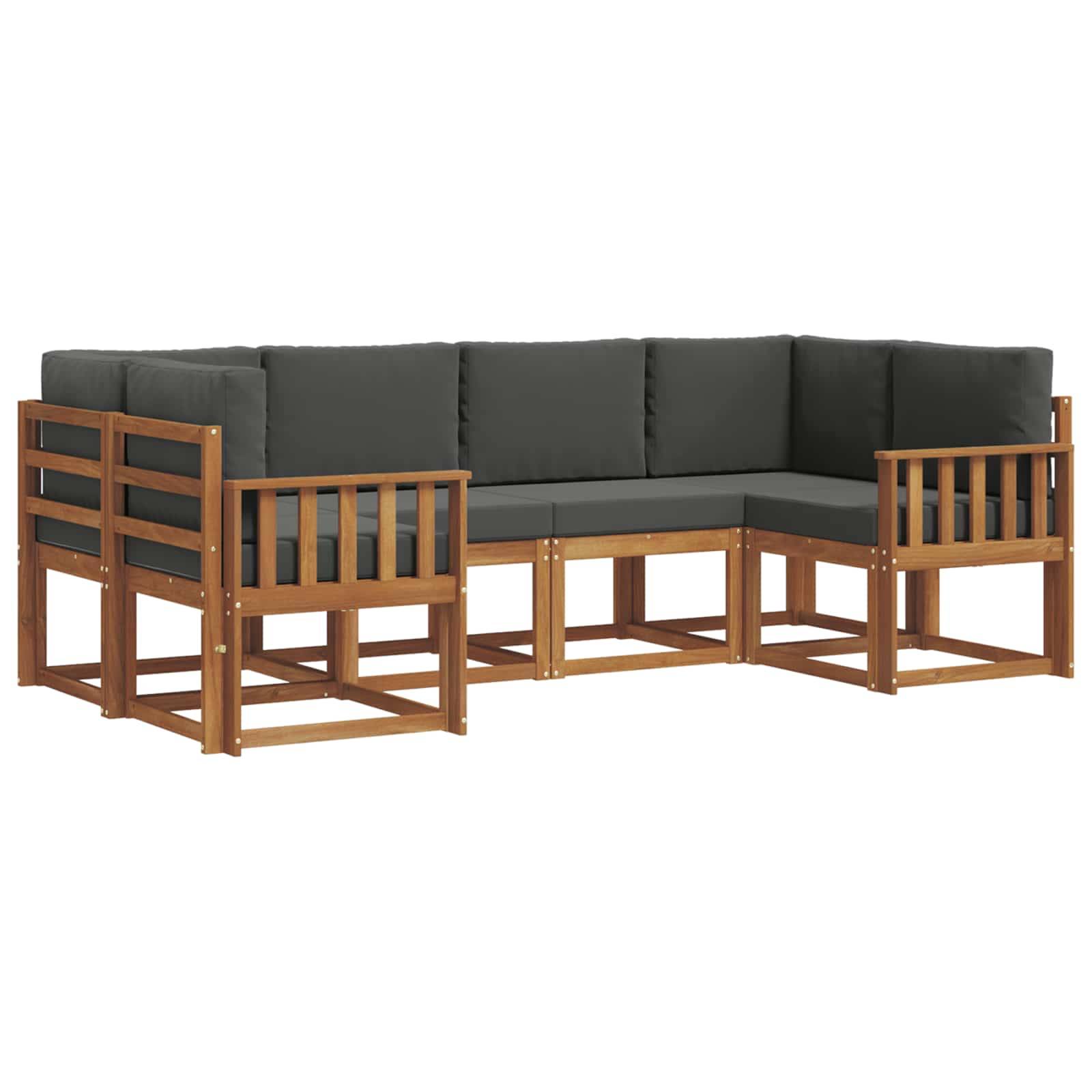 vidaXL Outdoor-Sofagarnitur mit Kissen 6 pcs Natur und Anthrazit