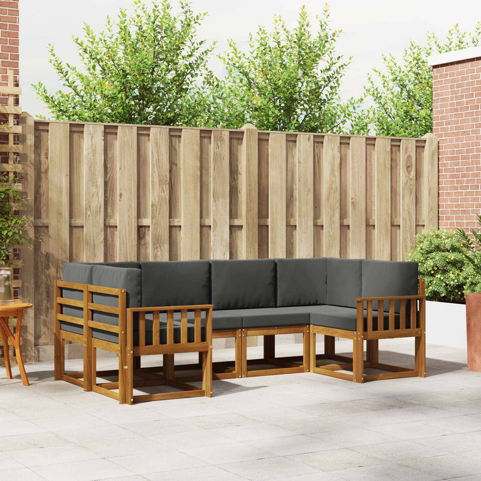 vidaXL Outdoor-Sofagarnitur mit Kissen 6 pcs Natur und Anthrazit