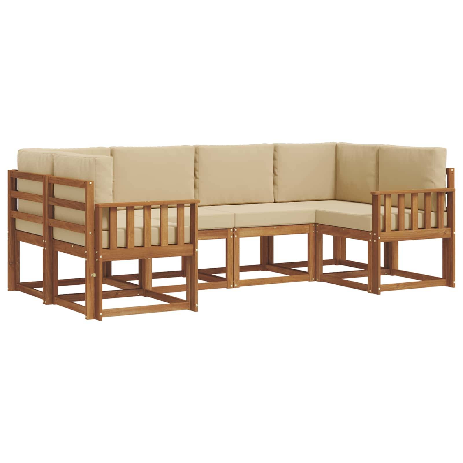 vidaXL Outdoor-Sofagarnitur mit Kissen 6 pcs Natur und Beige