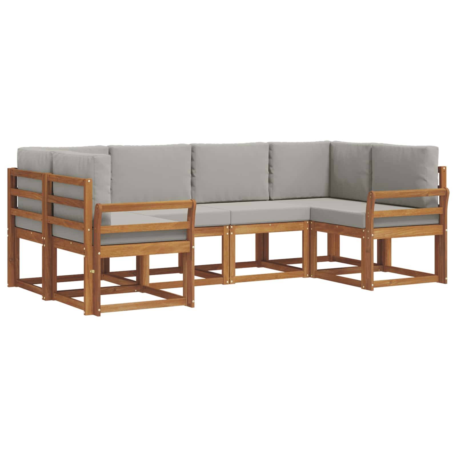 vidaXL Outdoor-Sofagarnitur mit Kissen 6 pcs Natürlich und Hellgrau