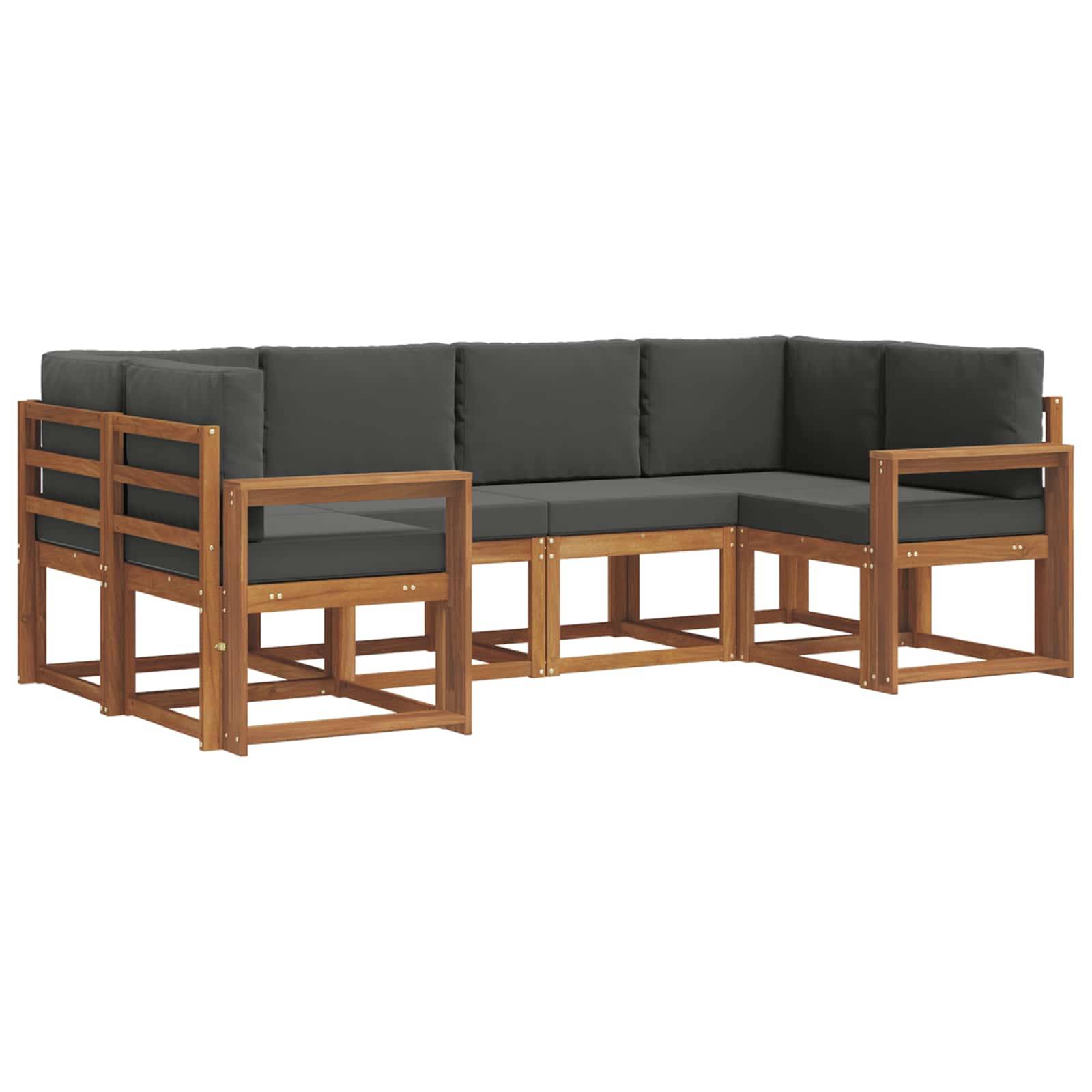 vidaXL Outdoor-Sofagarnitur mit Kissen 6 pcs Natur und Anthrazit