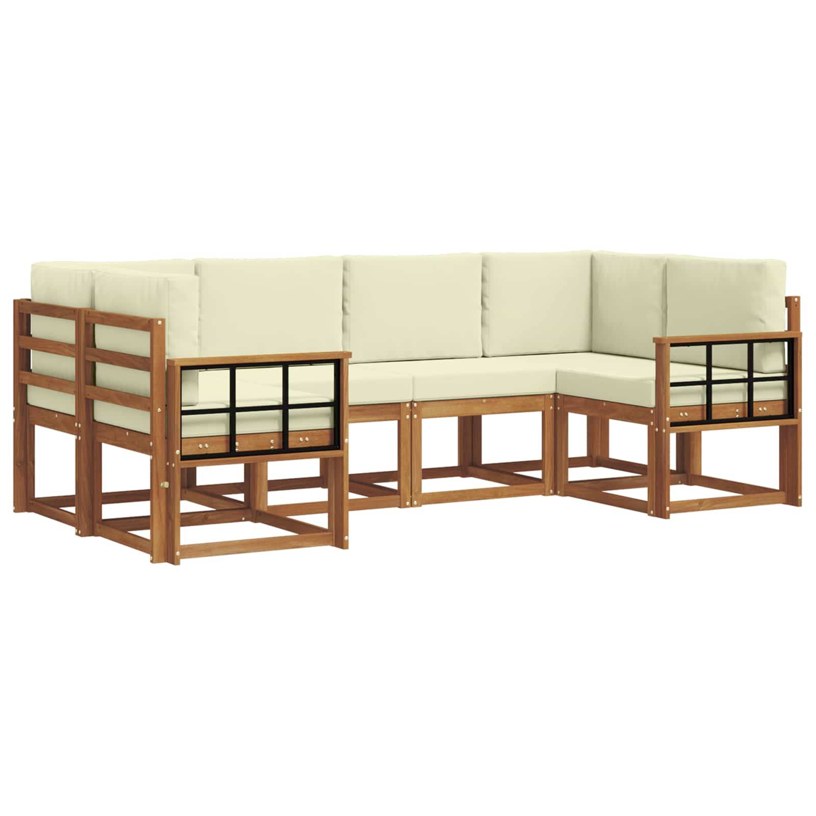 vidaXL Outdoor-Sofagarnitur mit Kissen 6 pcs Natur und Creme