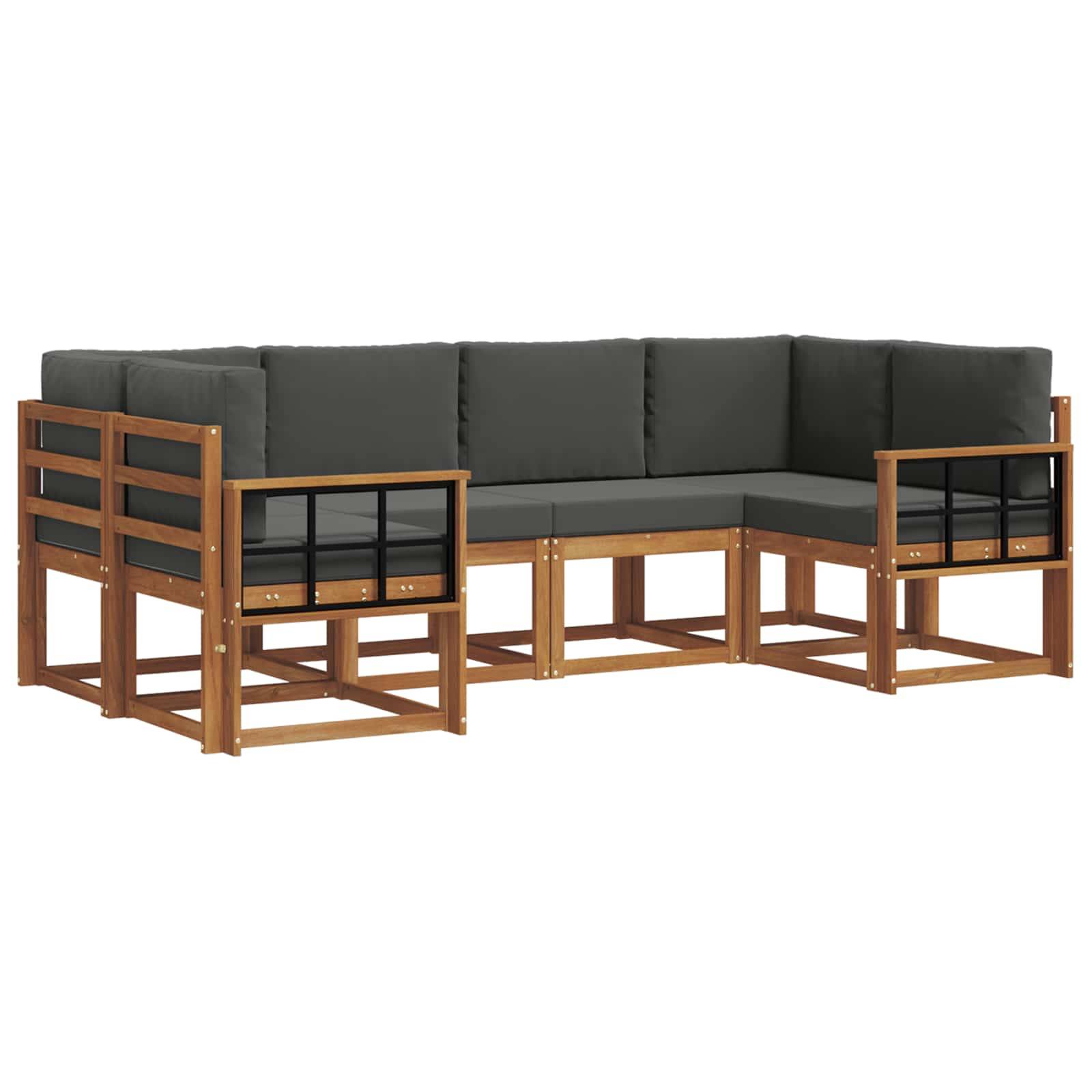 vidaXL Outdoor-Sofagarnitur mit Kissen 6 pcs Natur und Anthrazit