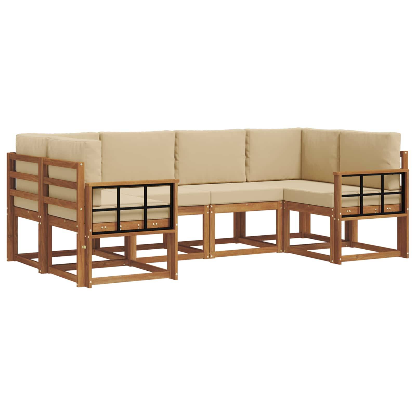 vidaXL Outdoor-Sofagarnitur mit Kissen 6 pcs Natur und Beige