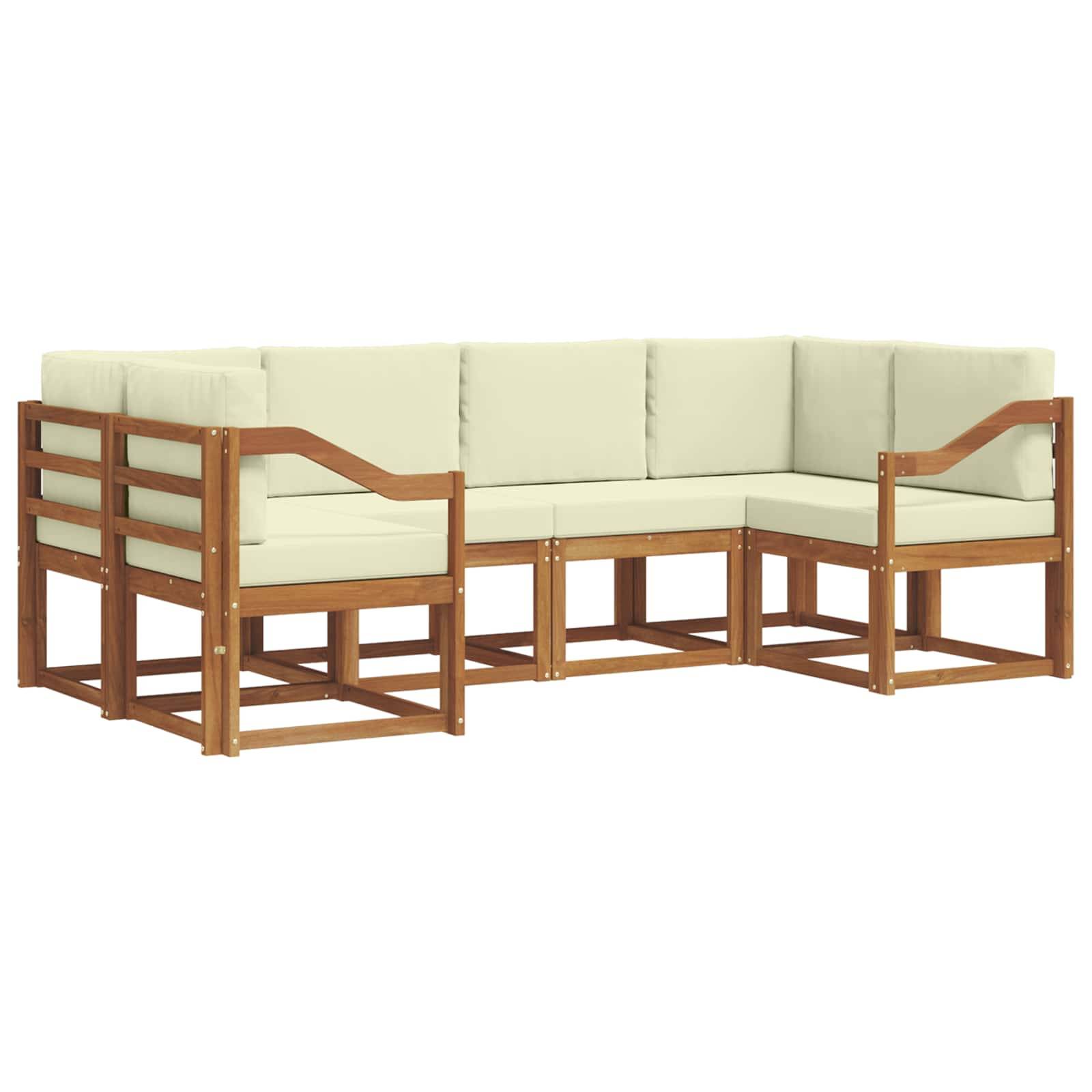 vidaXL Outdoor-Sofagarnitur mit Kissen 6 pcs Natur und Creme