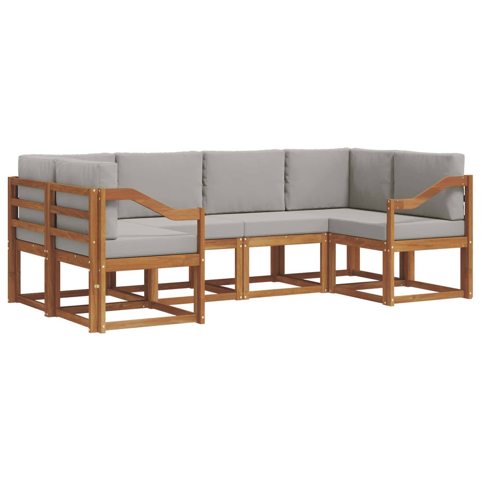 vidaXL Outdoor-Sofagarnitur mit Kissen 6 pcs Natürlich und Hellgrau