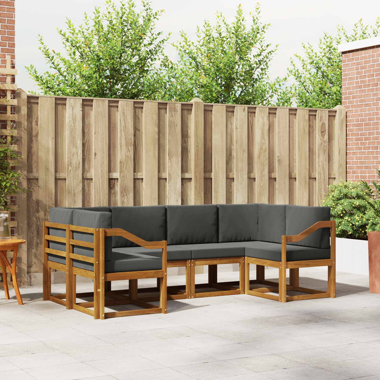 vidaXL Outdoor-Sofagarnitur mit Kissen 6 pcs Natur und Anthrazit